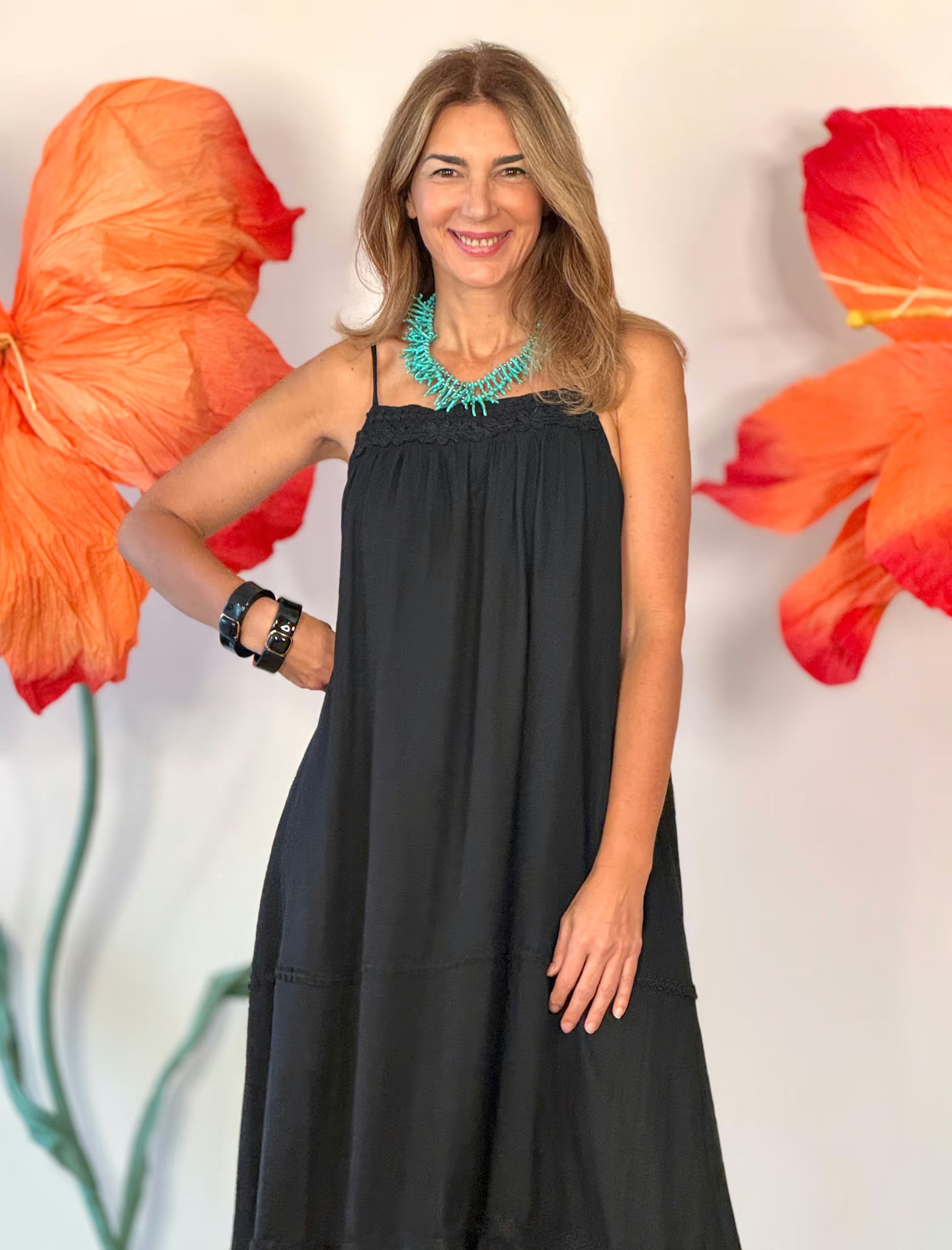 Vestido largo boho negro chic