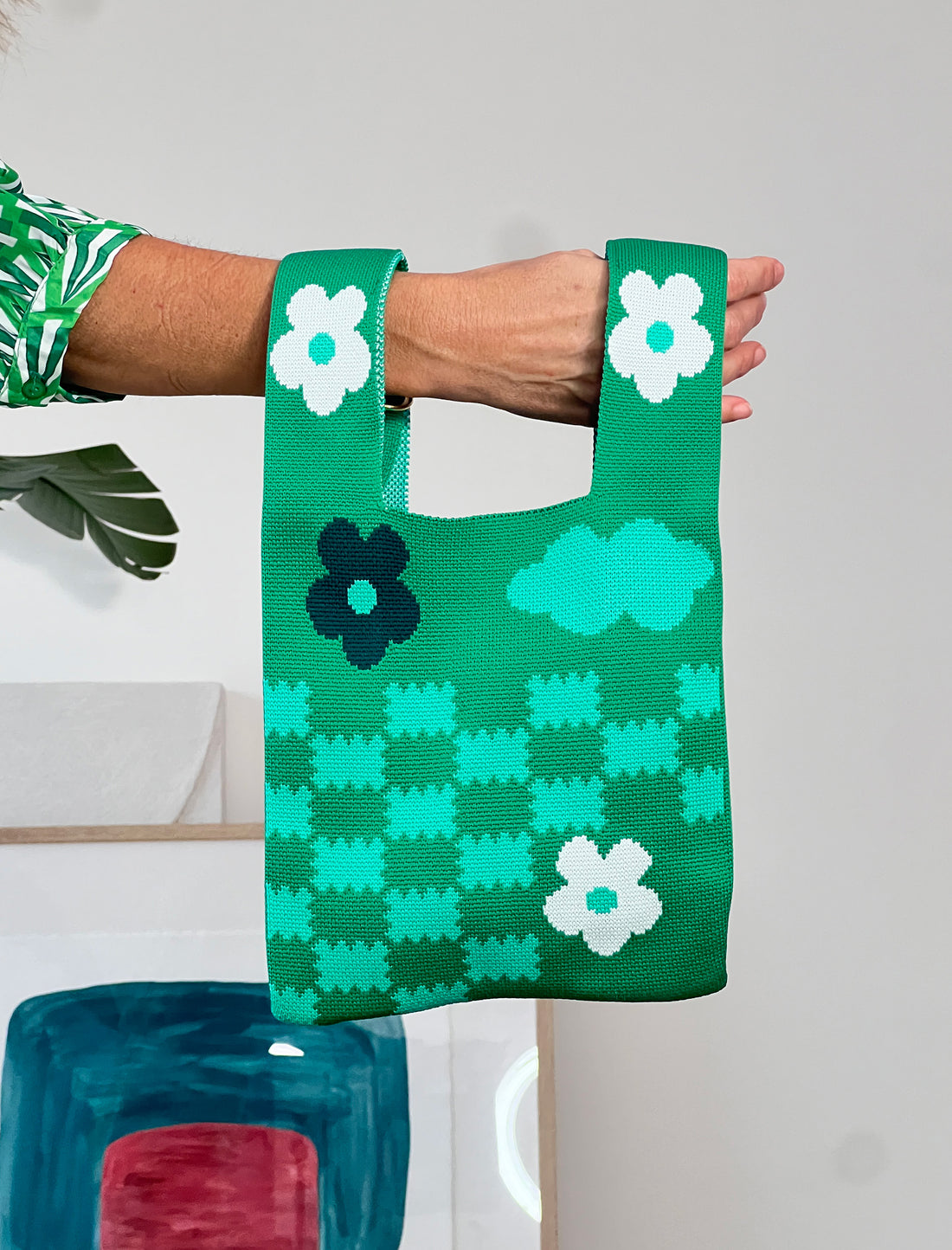 Bolso de punto Flowers