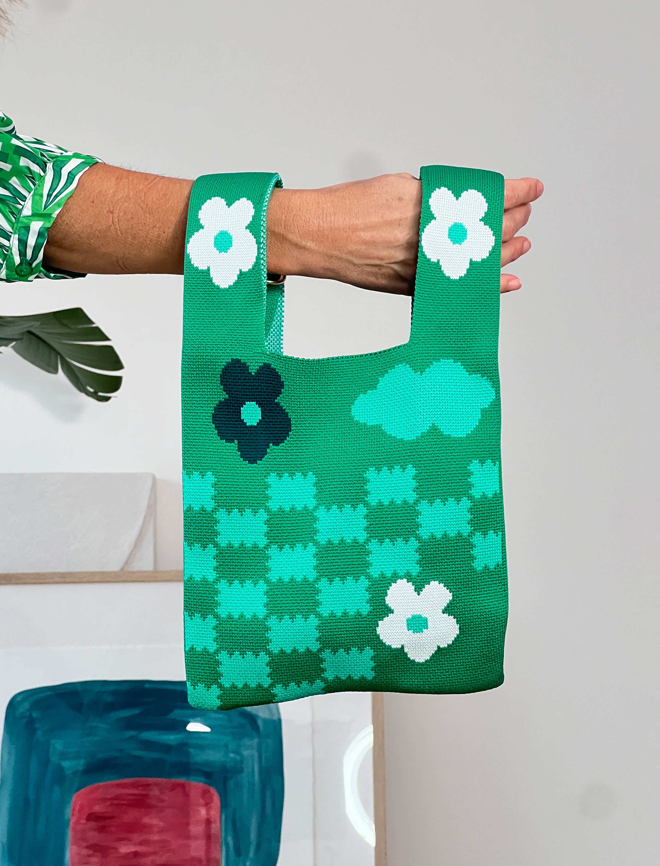 Bolso de punto Flowers