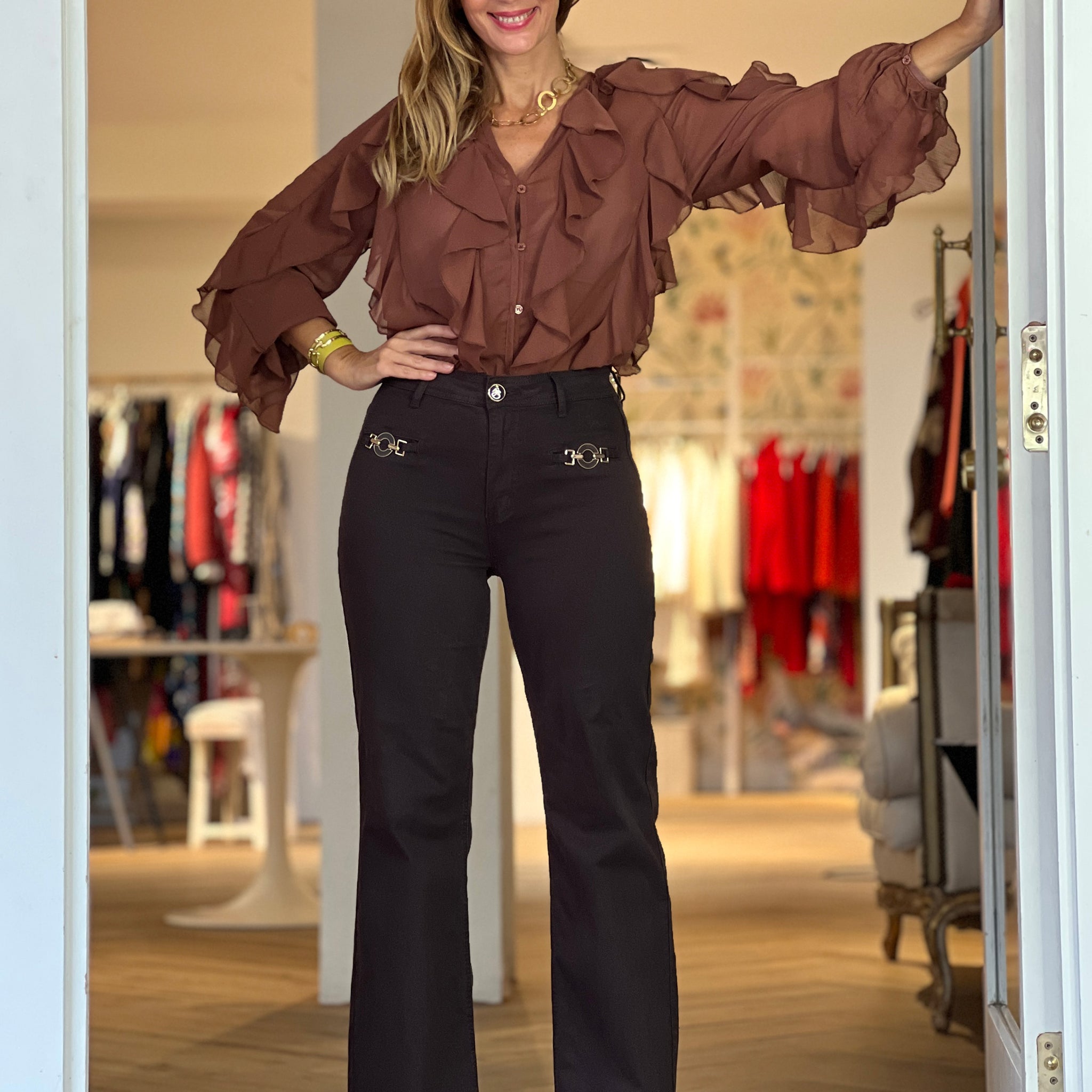 Pantalón vaquero marrón chocolate especial