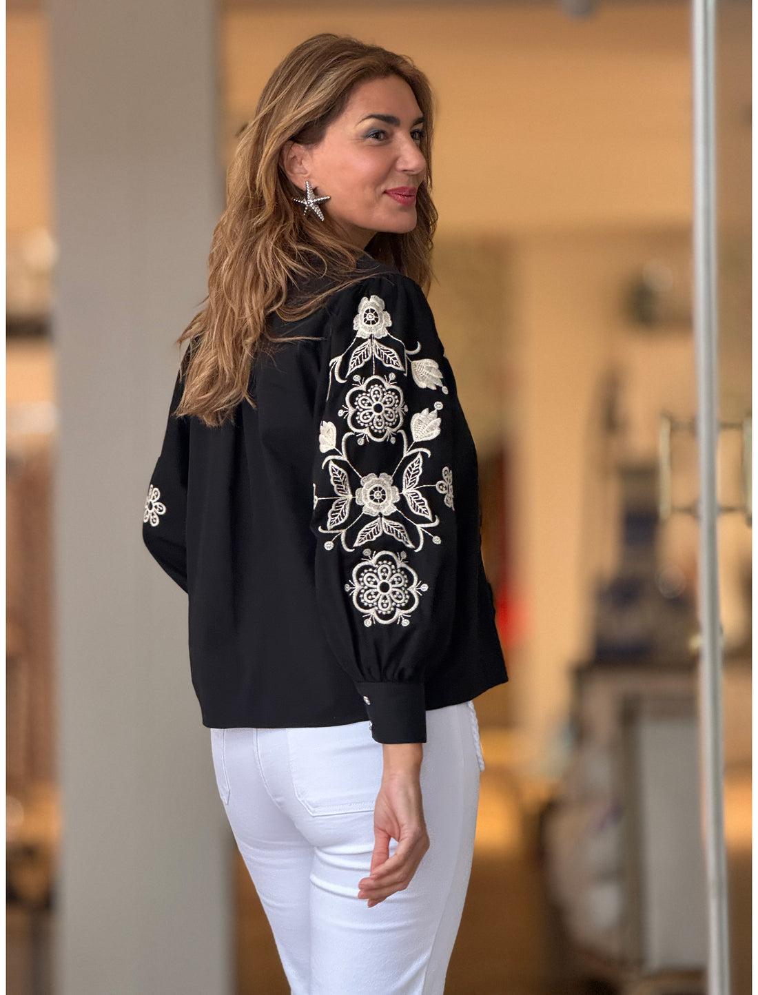 Pendientes estrella de mar plateada