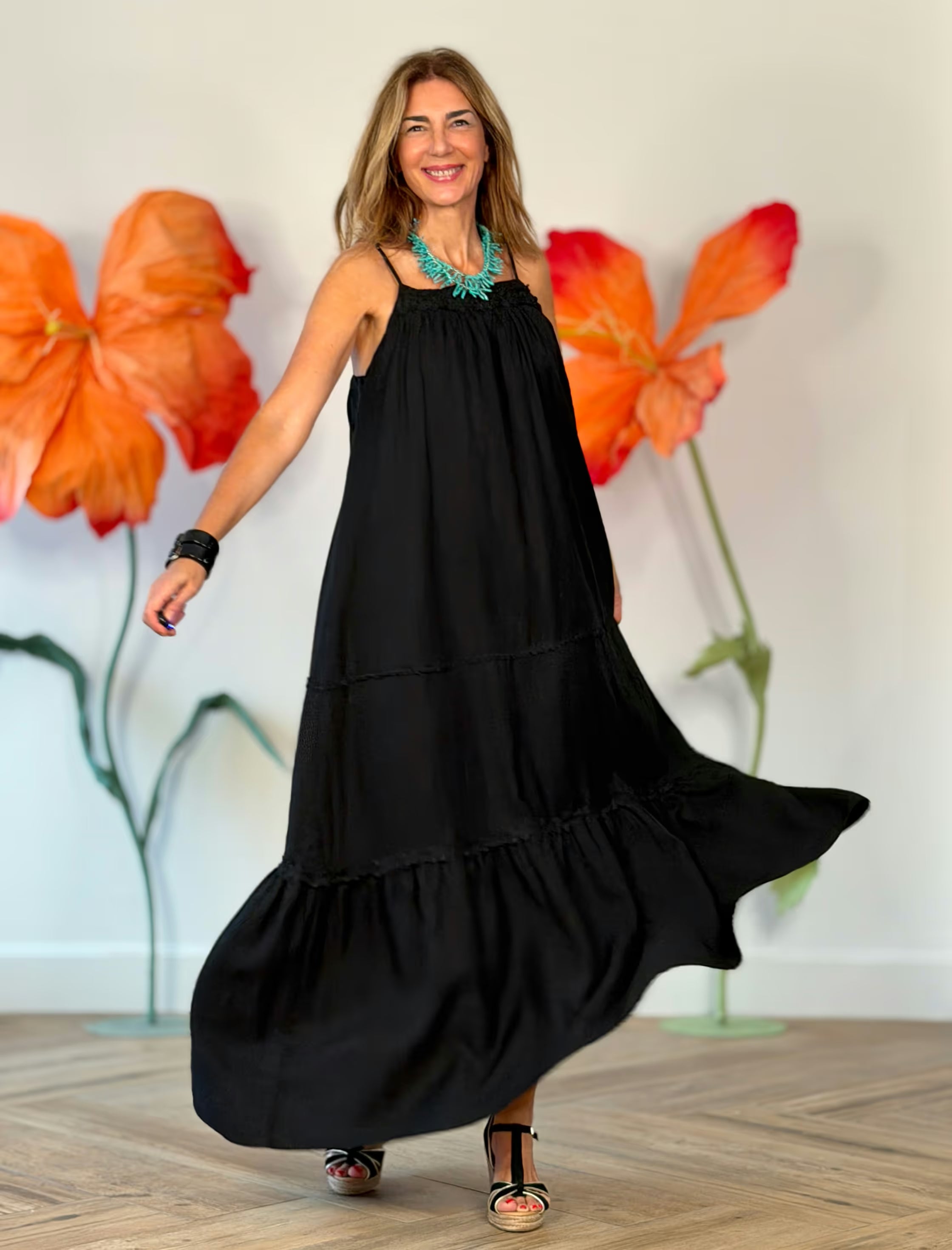 Vestido largo boho negro chic