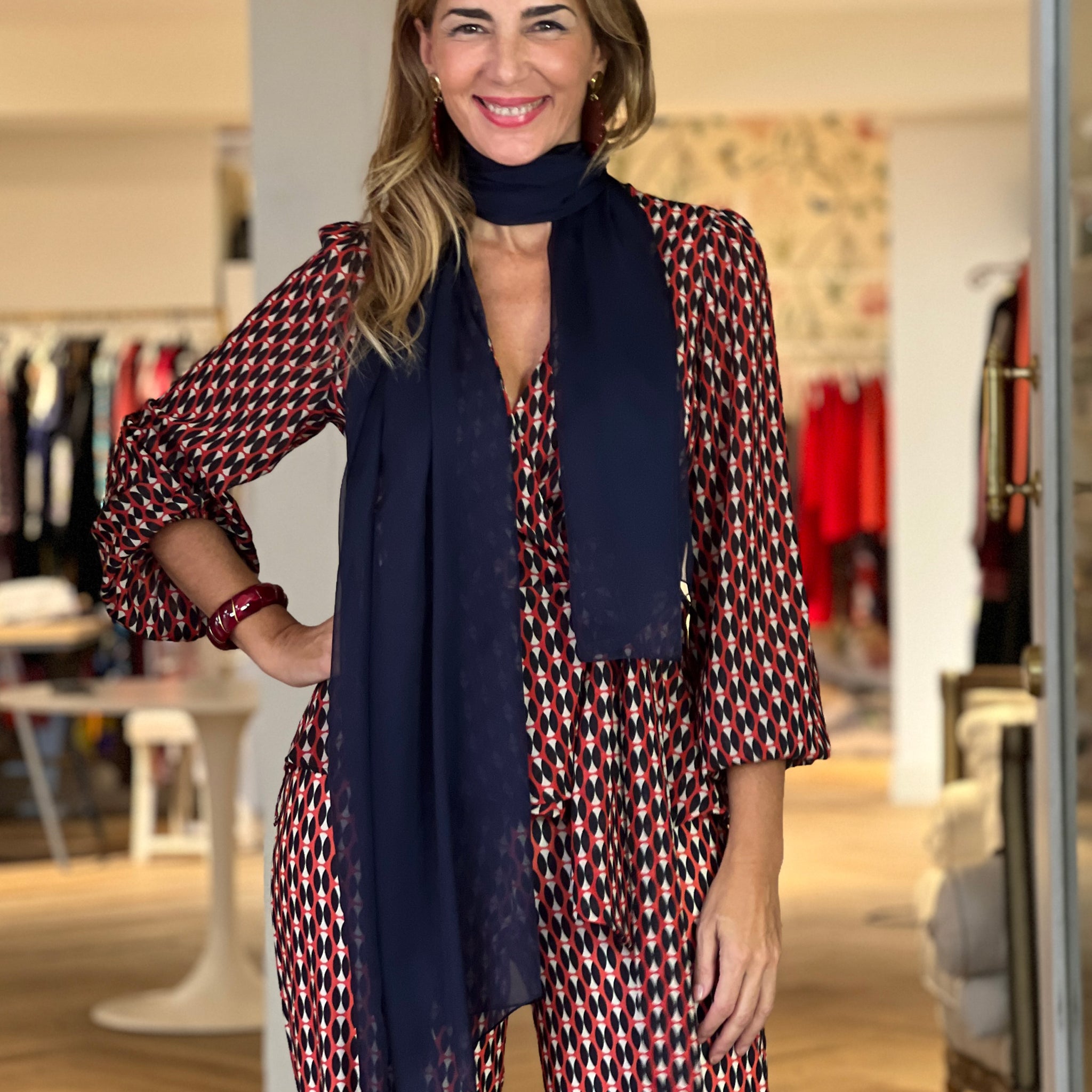 Pañuelo Fluido de Seda Marino