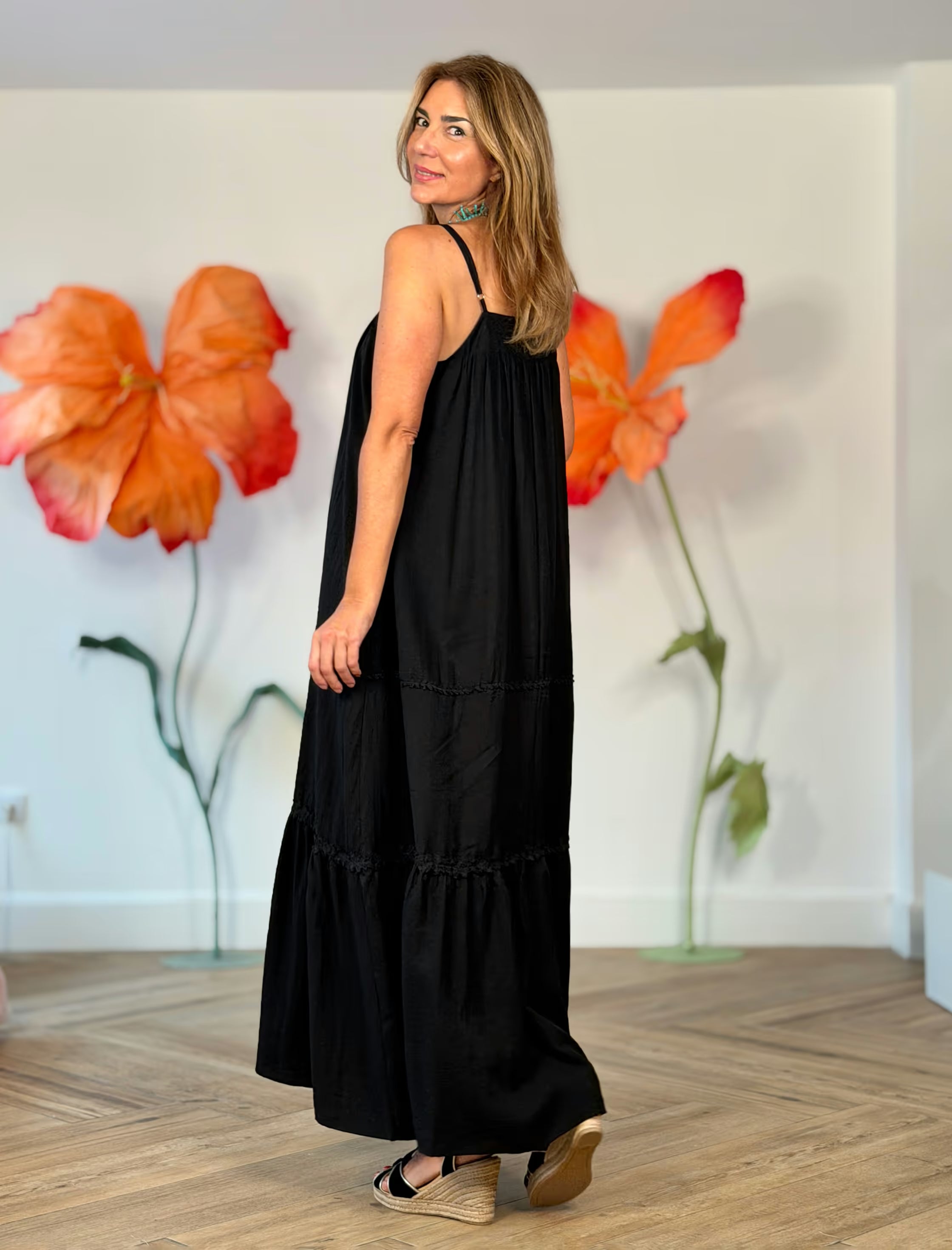 Vestido largo boho negro chic
