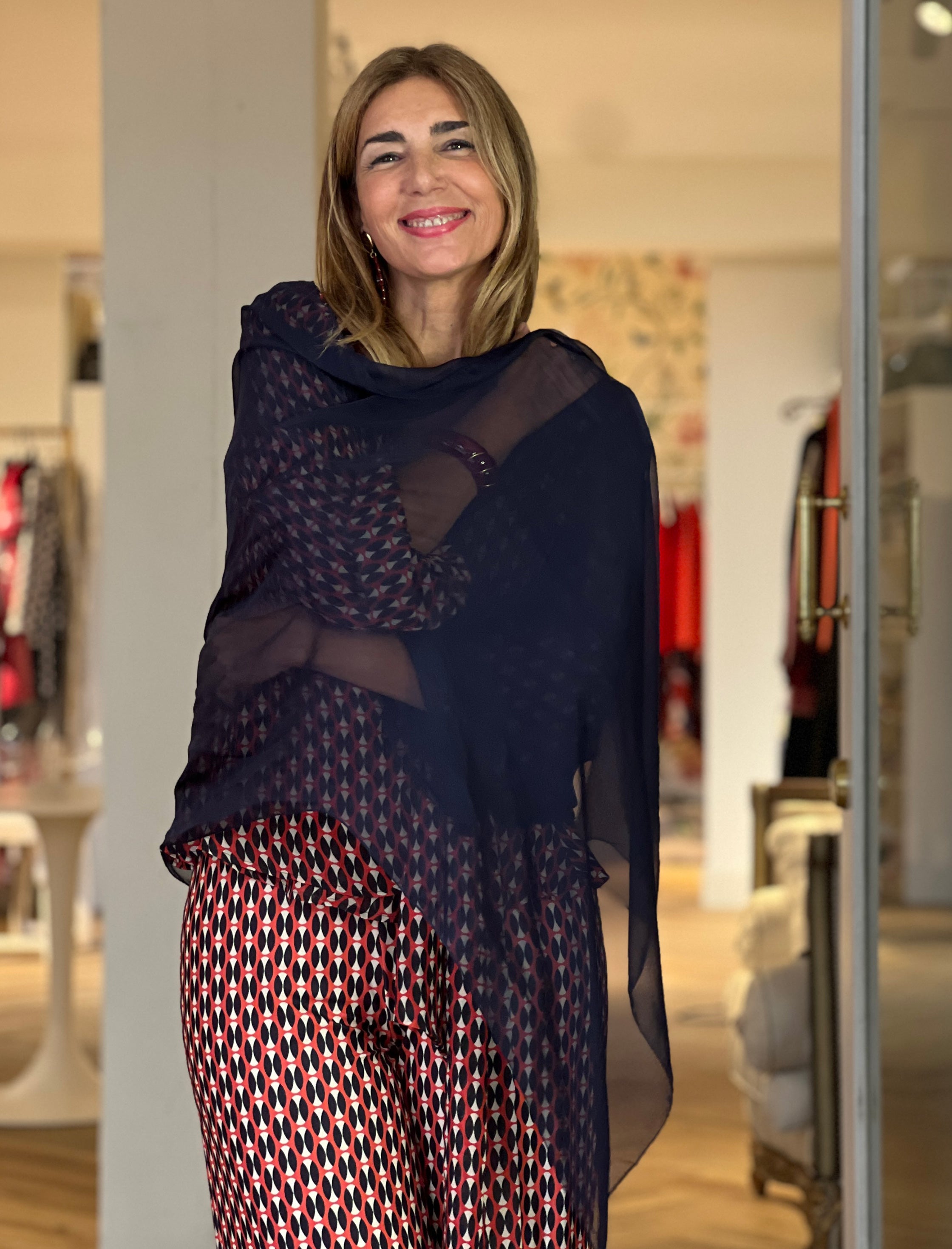 Pañuelo Fluido de Seda Marino