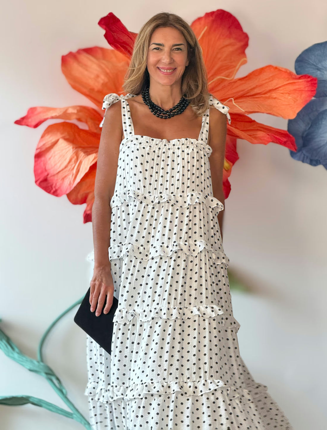 Vestido de lunares largo chic