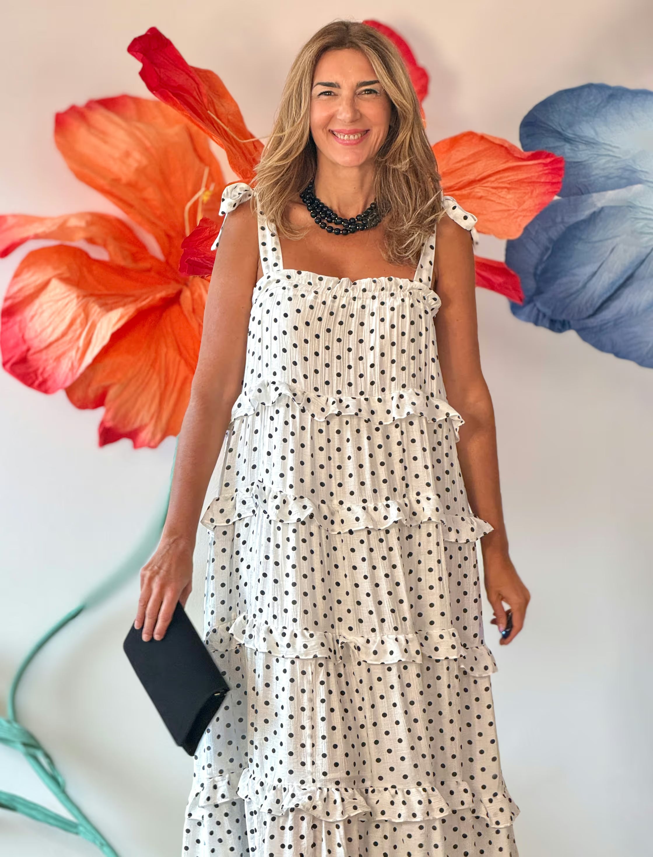 Vestido de lunares largo chic