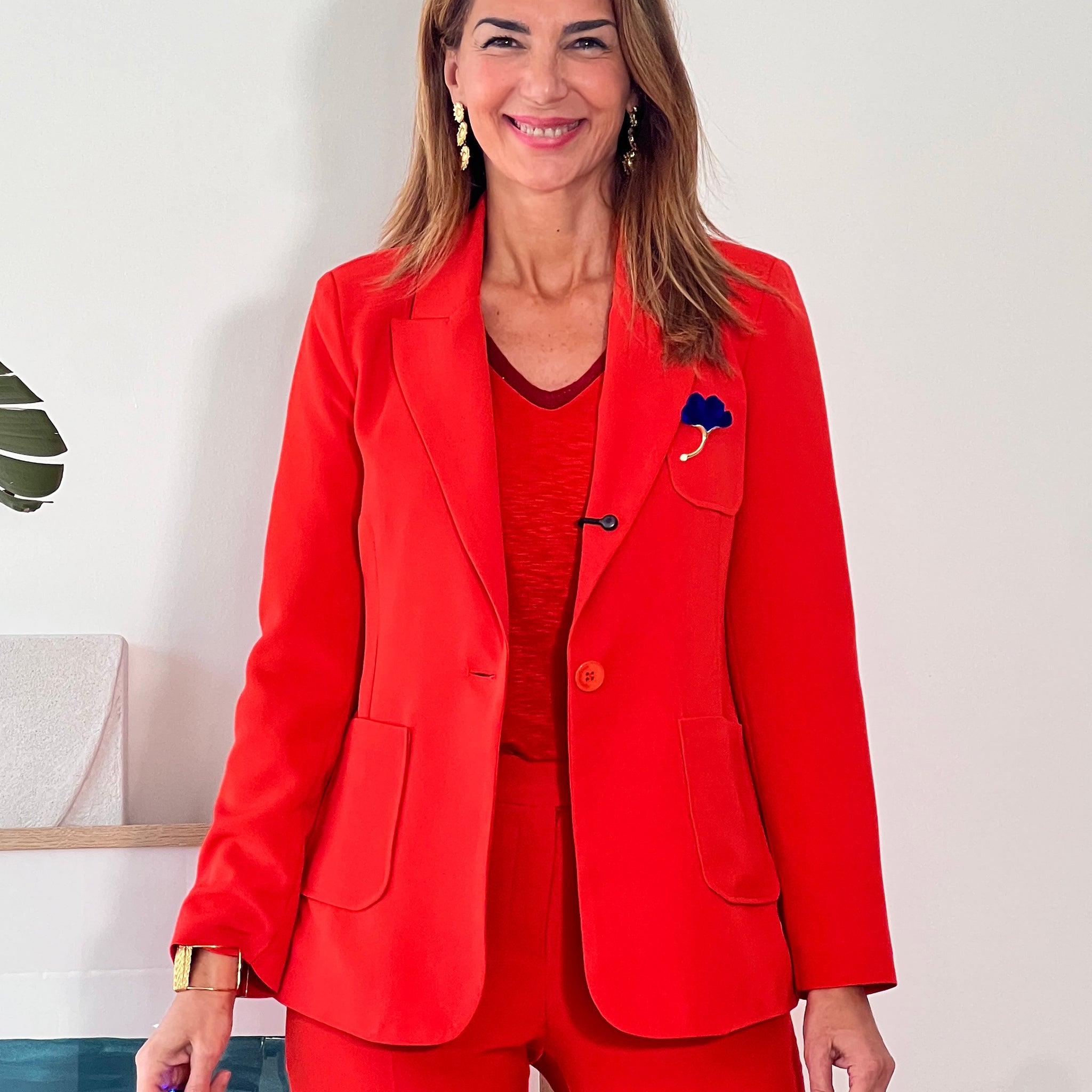 Chaqueta blazer chic coral
