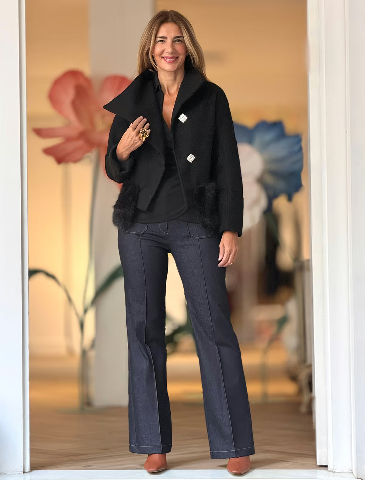 Black jacket with fuzzy pocket (name Nuria pending)
