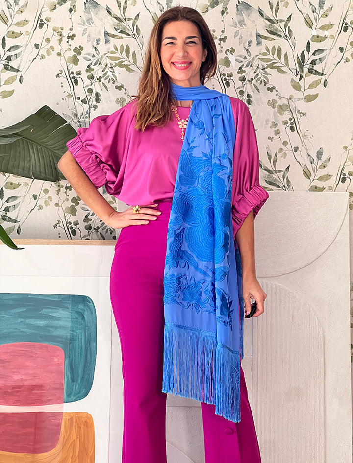 CHAL BORDADO MARAVILLOSO AZUL ROYAL