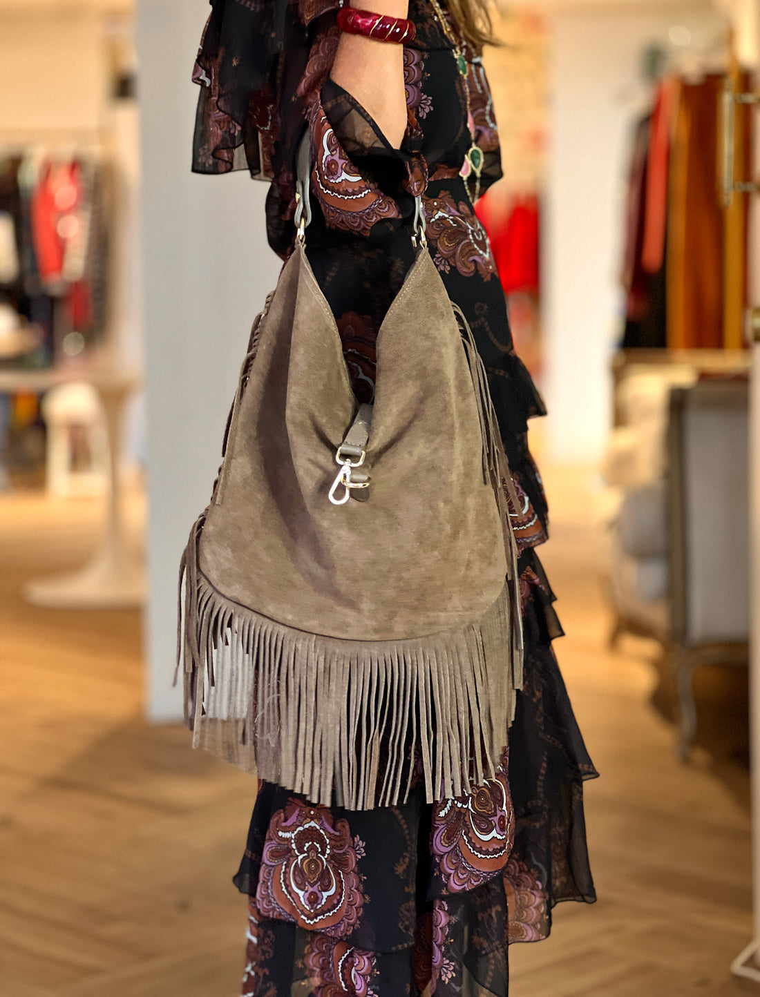 Bolso de flecos boho Taupe