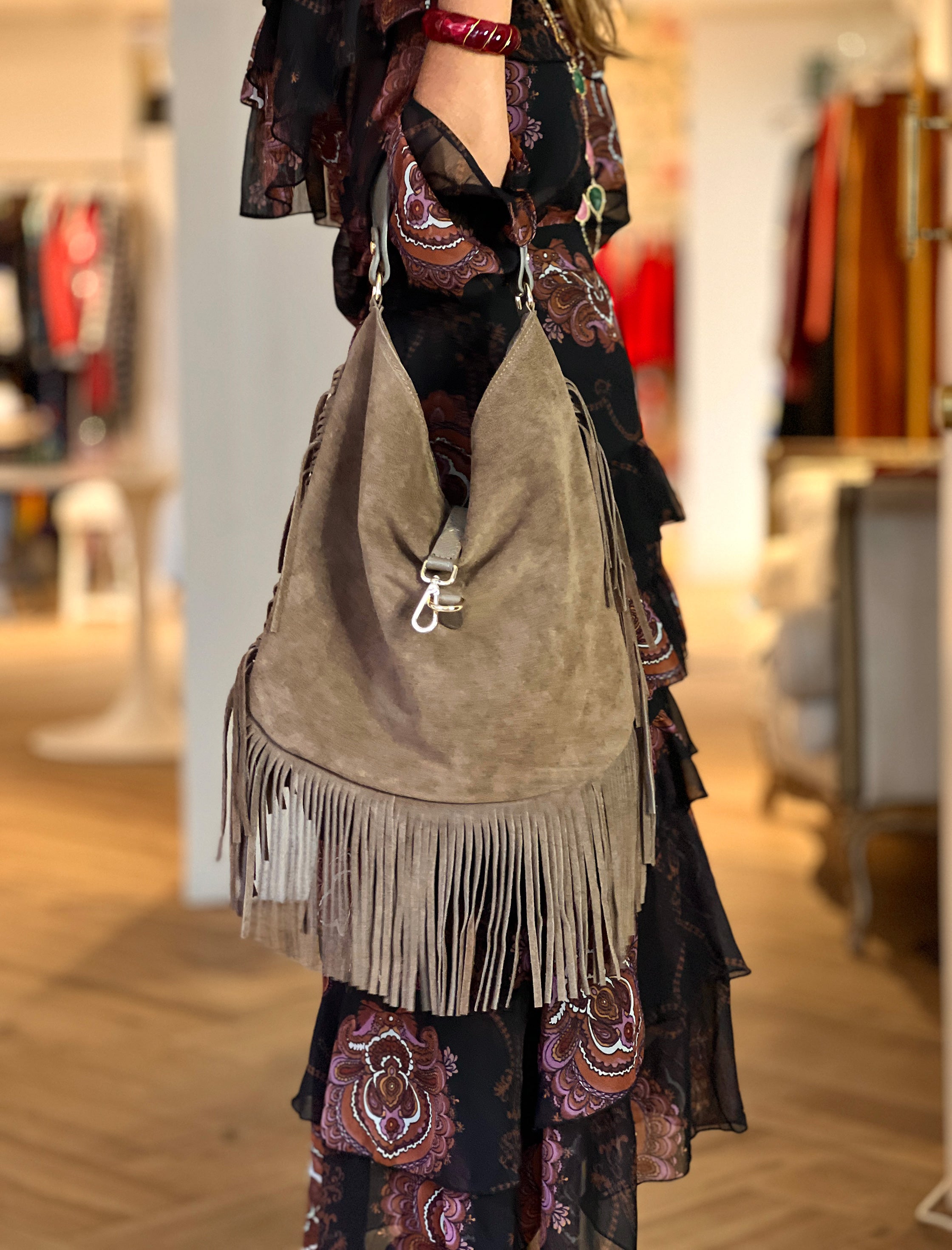 Bolso de flecos boho Taupe