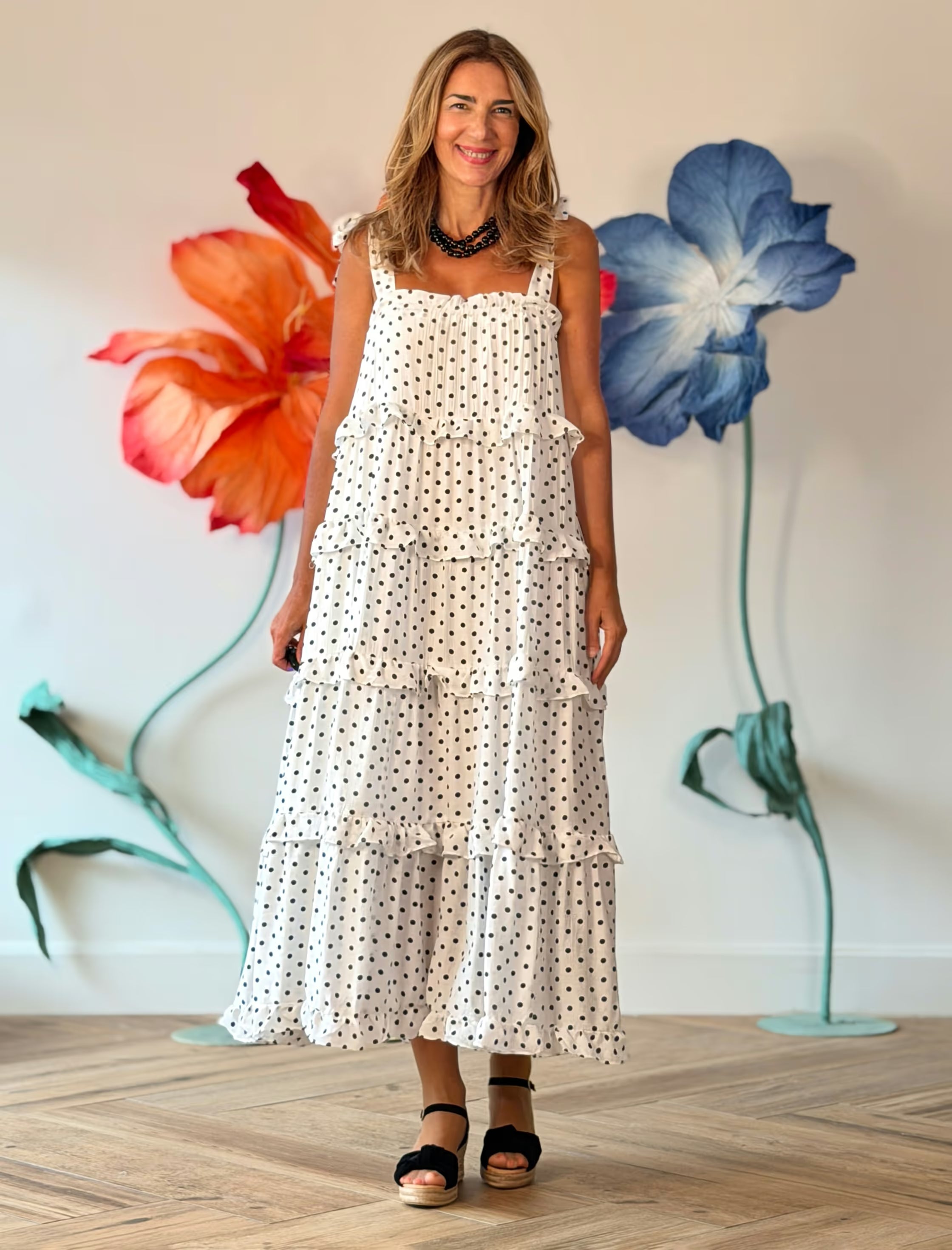 Vestido de lunares largo chic