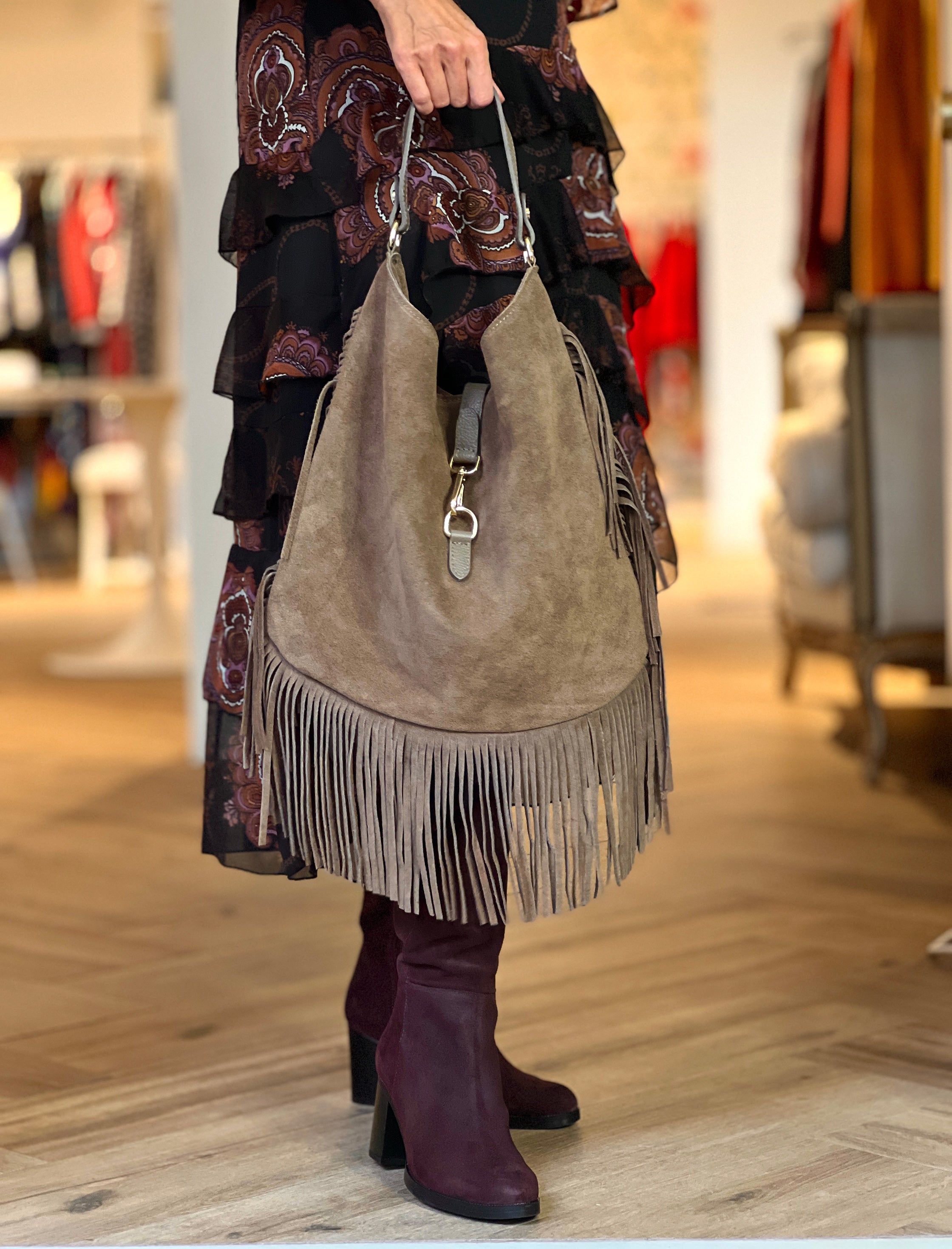 Bolso de flecos boho Taupe