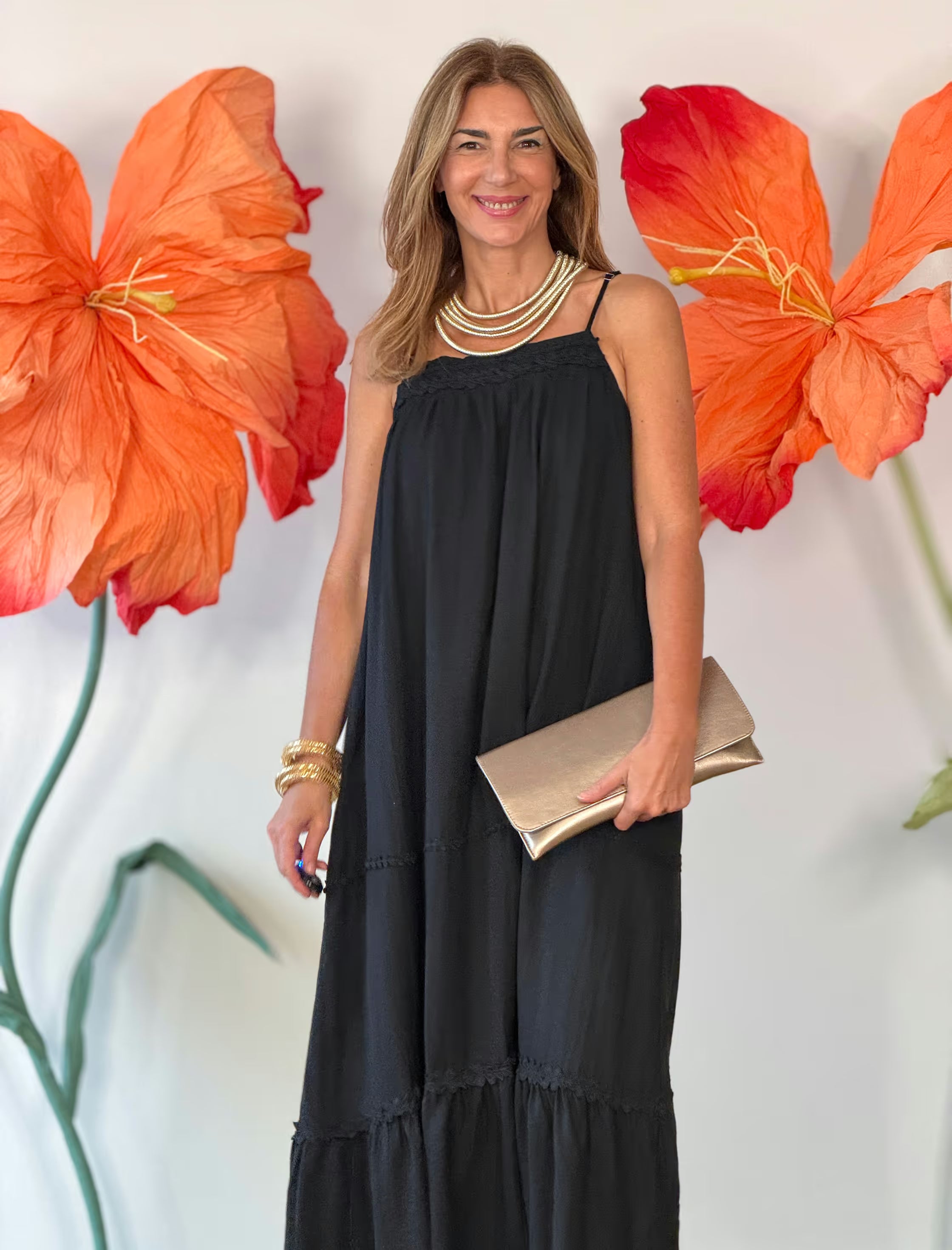 Vestido largo boho negro chic