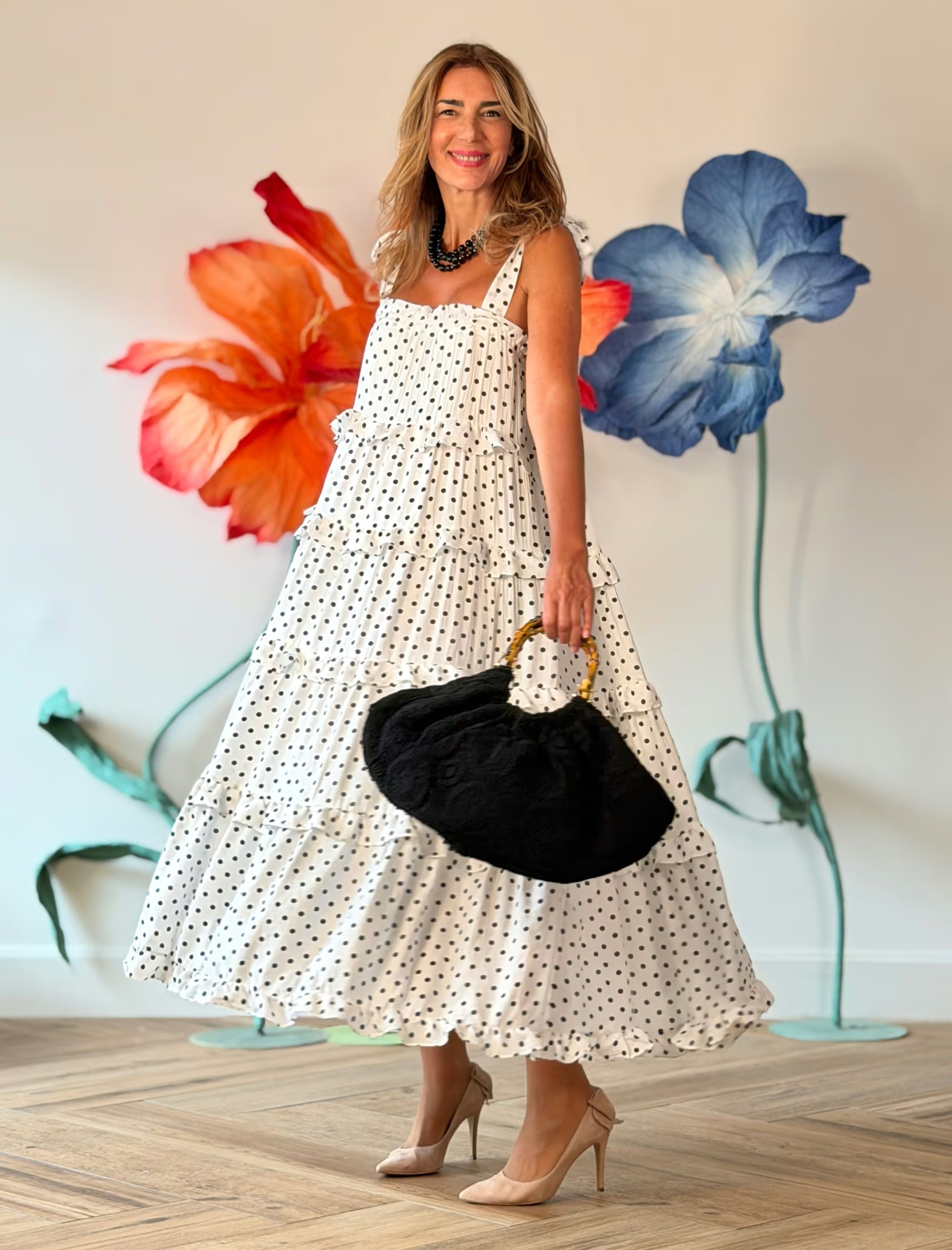 Vestido de lunares largo chic