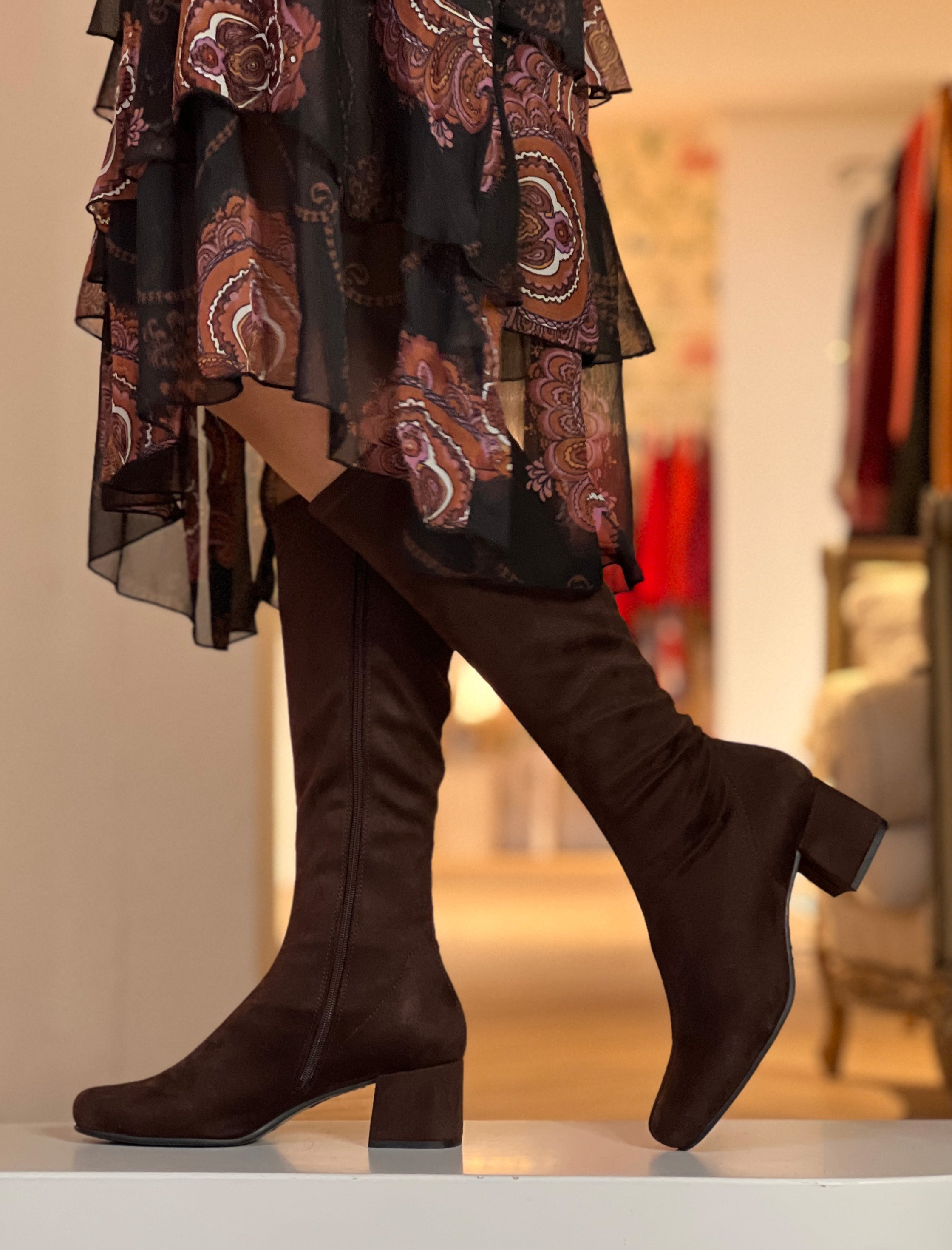 Bota licra marrón chocolate Alicia