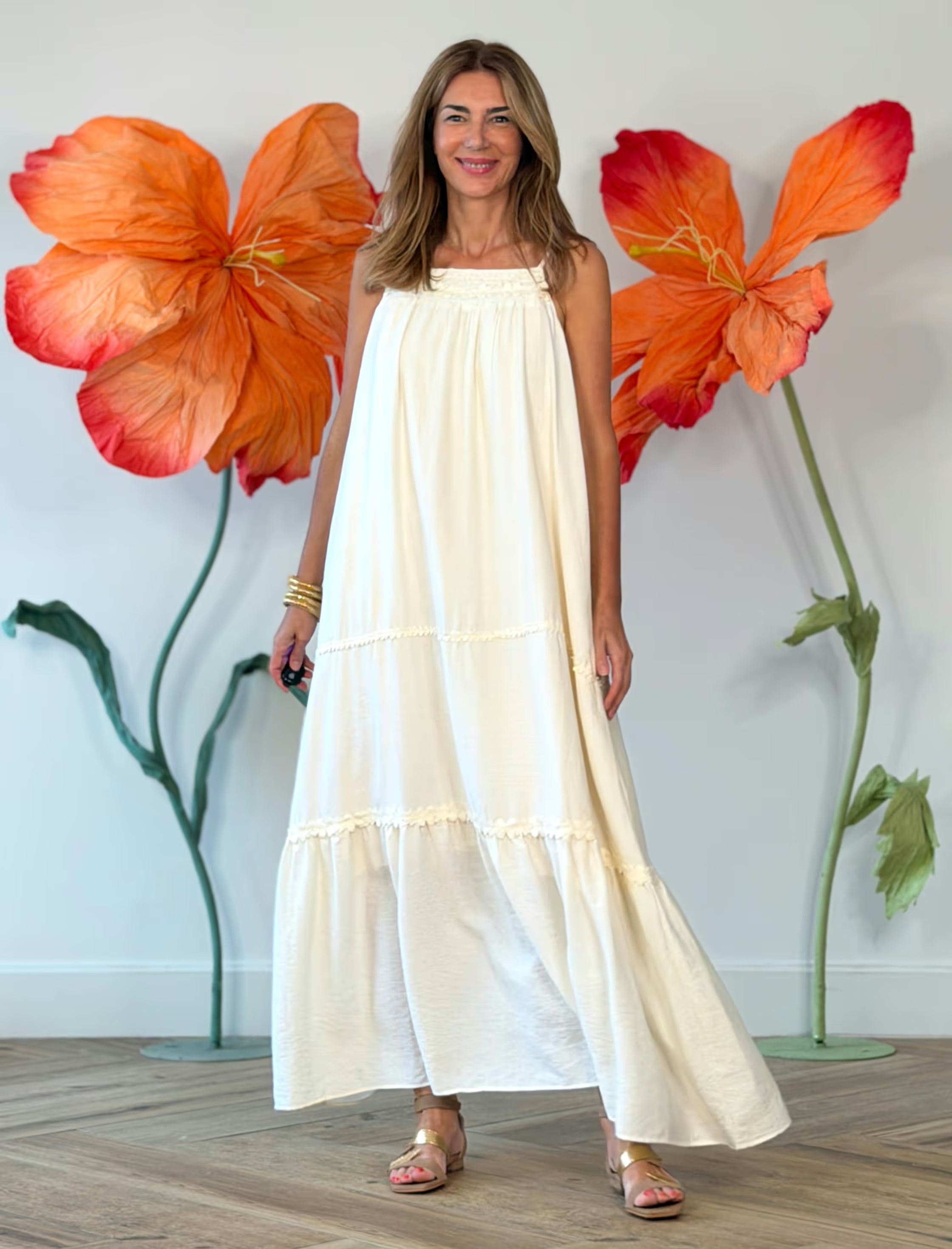 Vestido largo boho beige chic