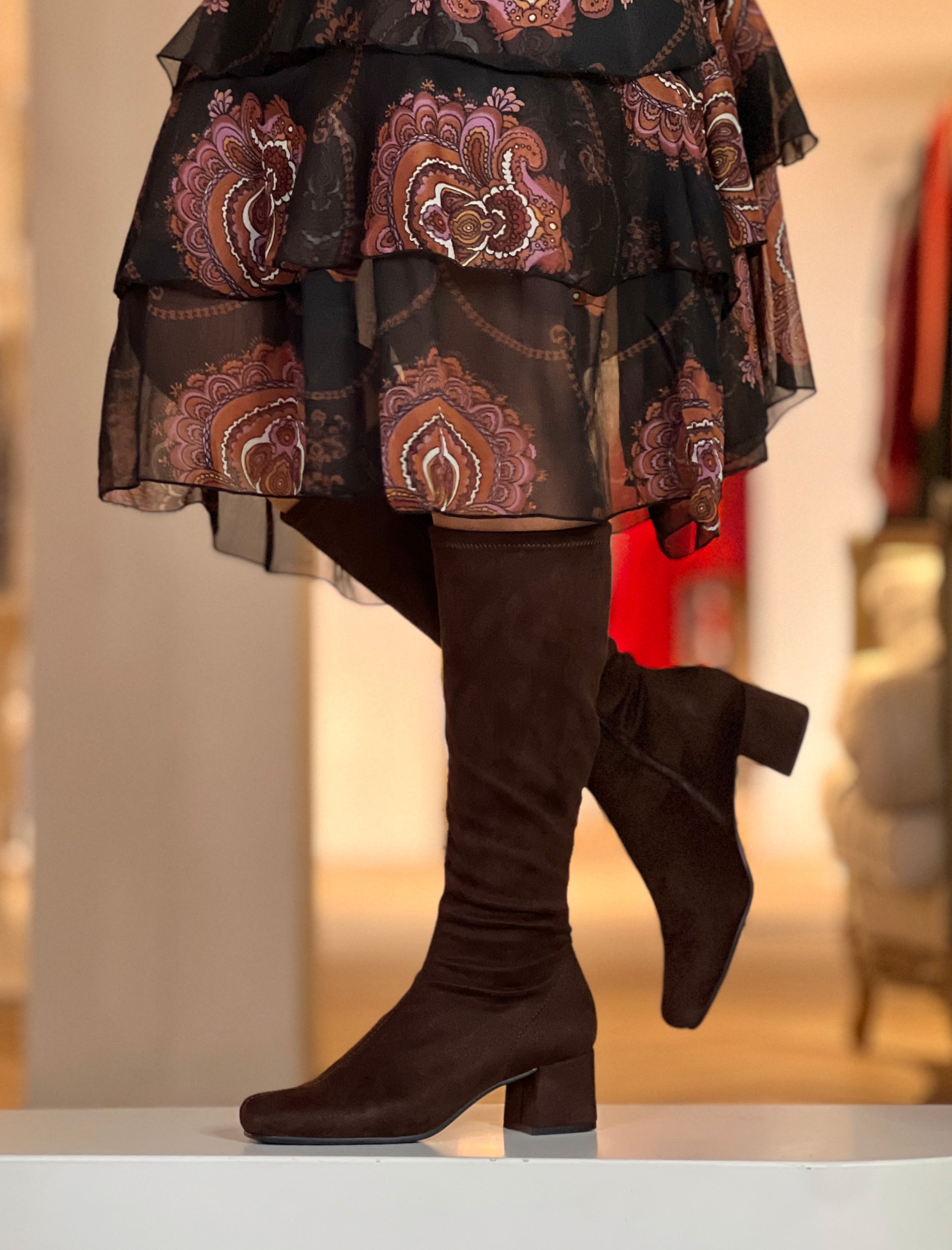 Bota licra marrón chocolate Alicia