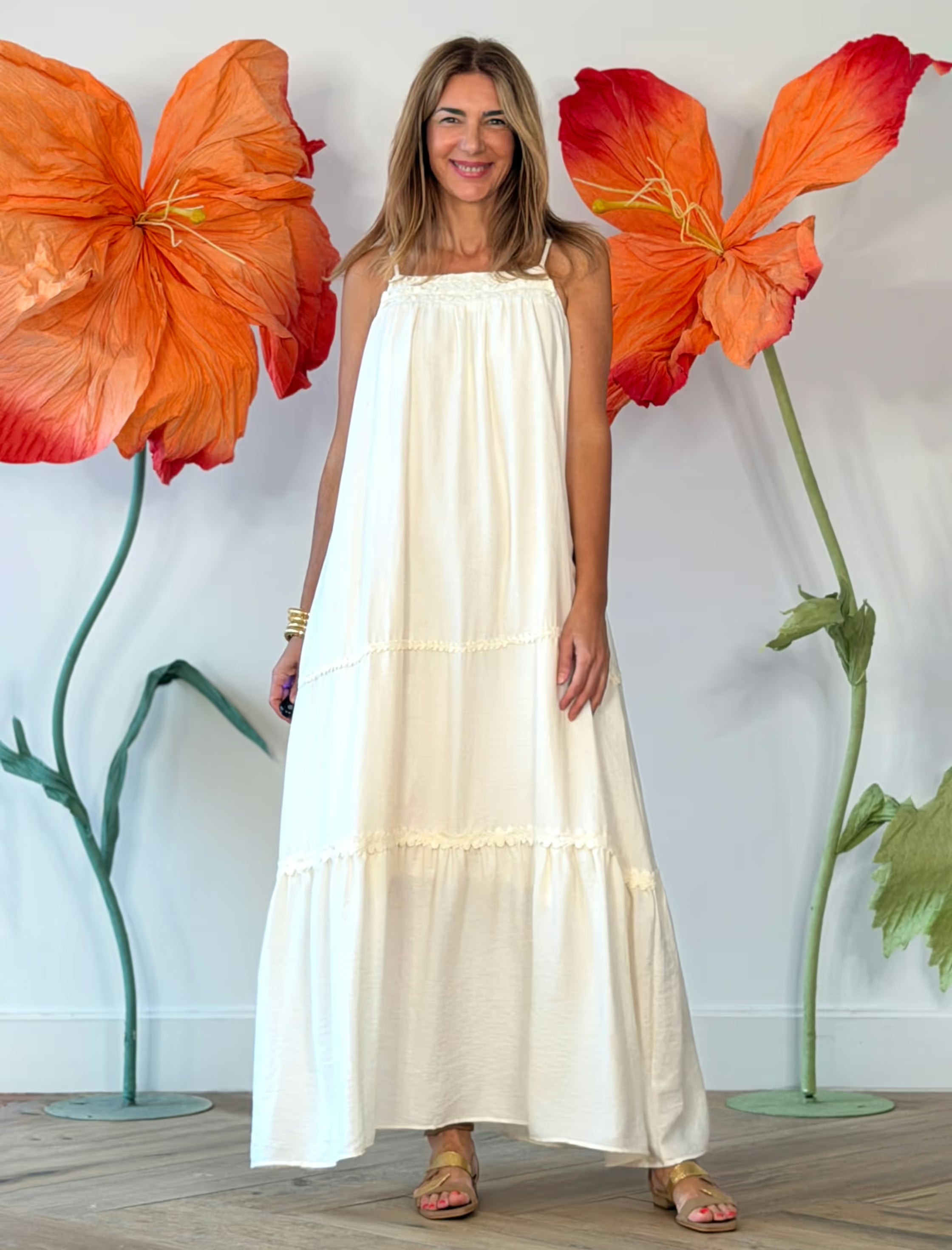 Vestido largo boho beige chic