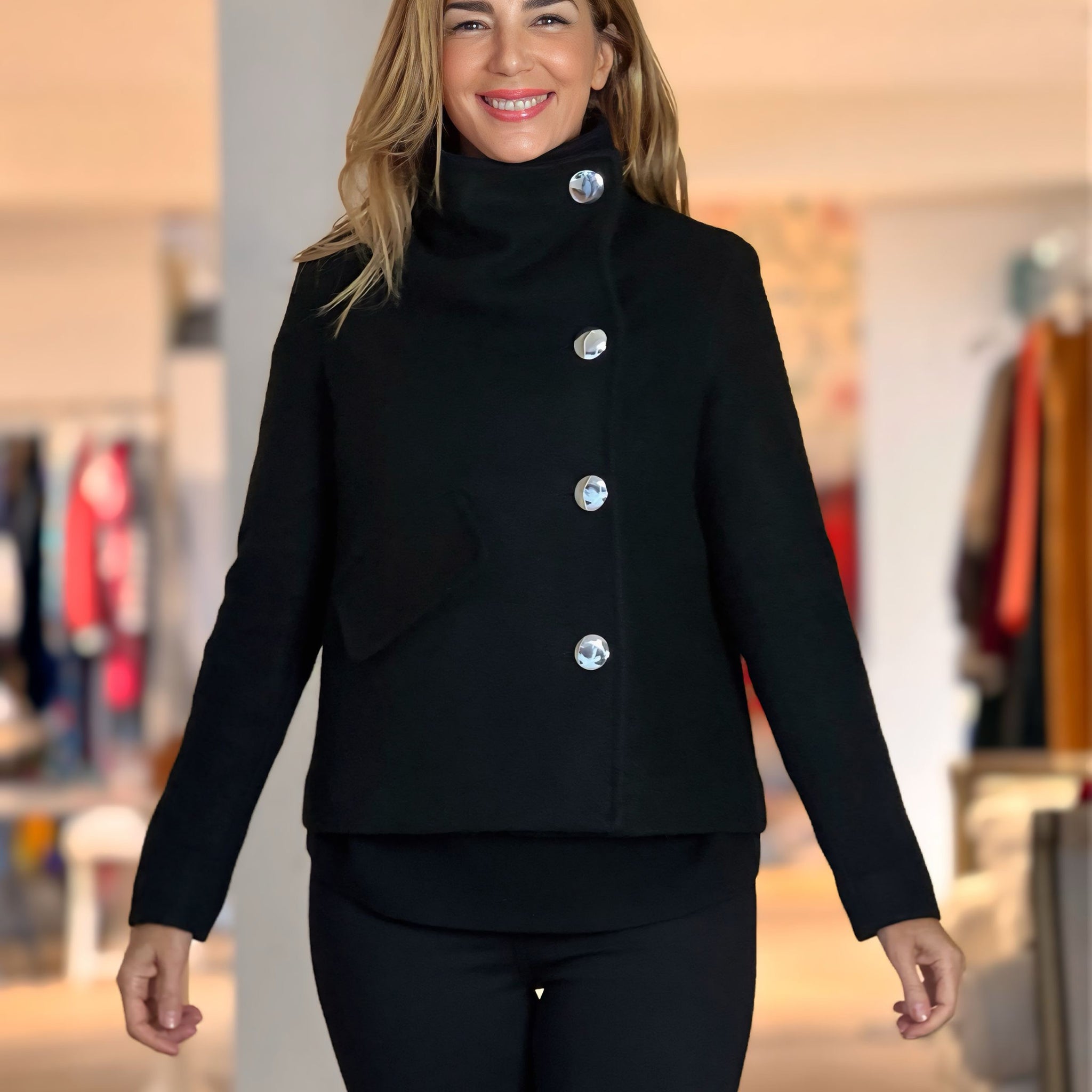 SUPERSOFT BLACK BUTTON JACKET