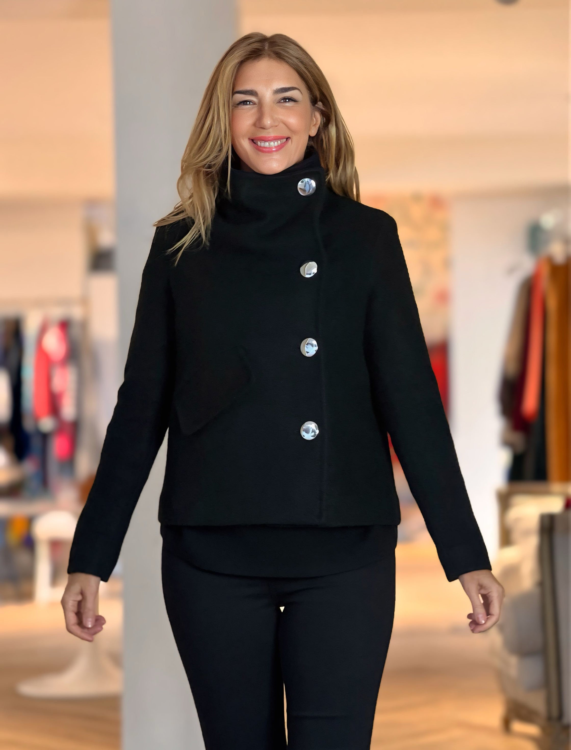 SUPERSOFT BLACK BUTTON JACKET