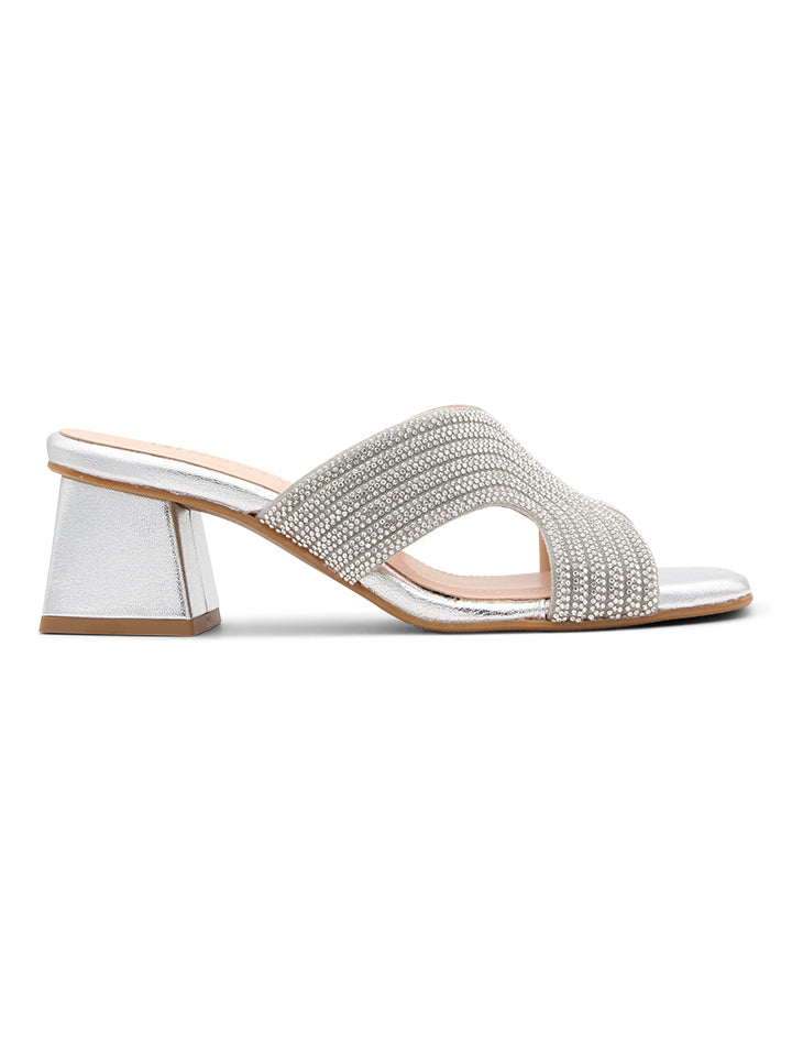 CHIC SILVER STRASS SANDAL