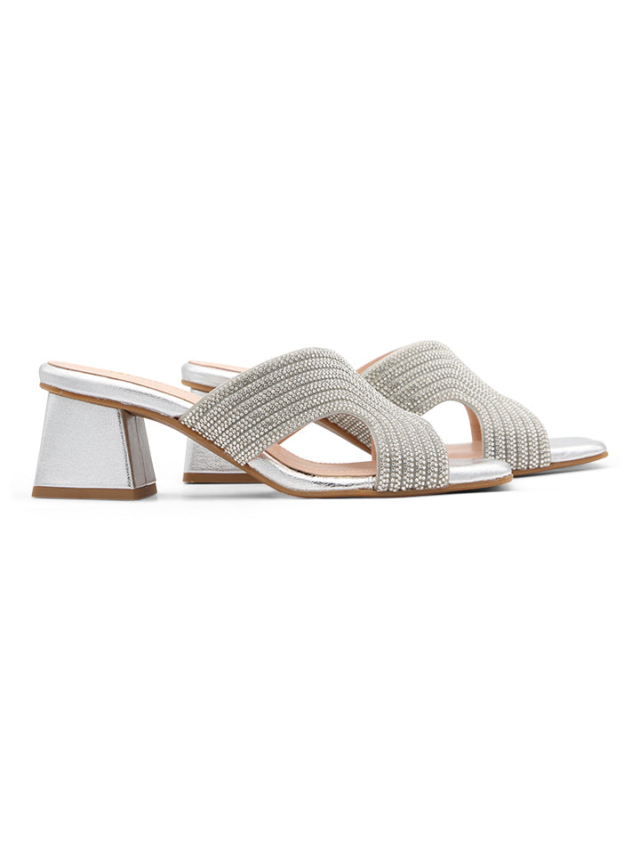CHIC SILVER STRASS SANDAL