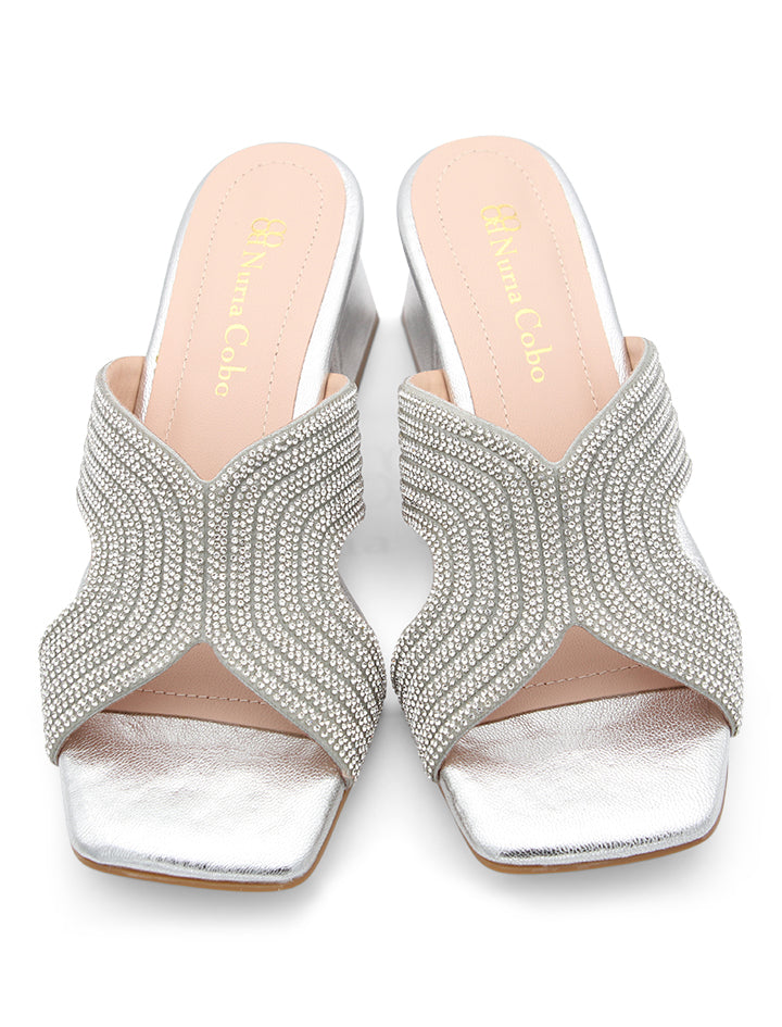 CHIC SILVER STRASS SANDAL