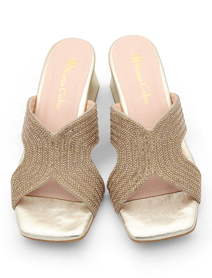 SANDALIA STRASS CHIC ORO