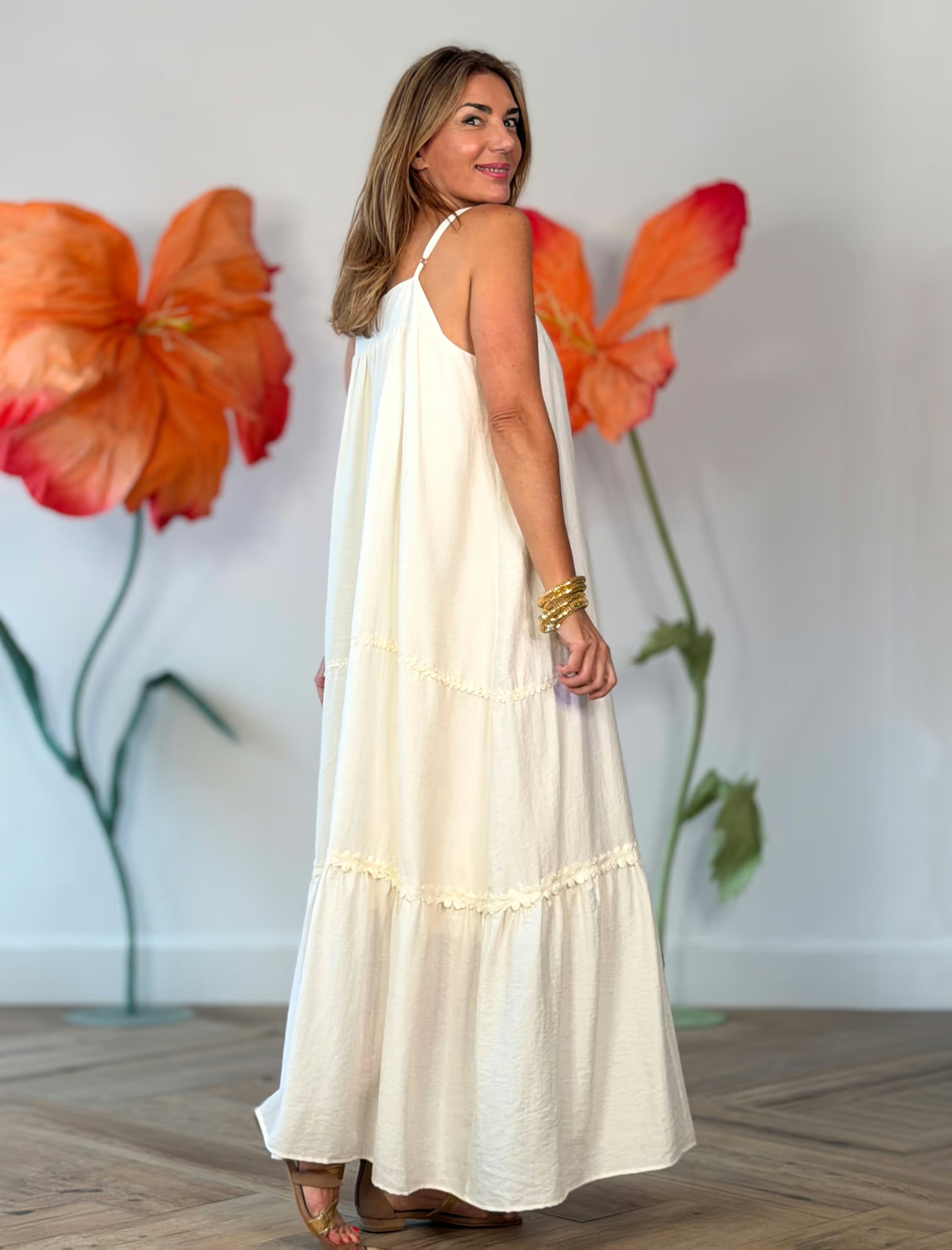 Vestido largo boho beige chic