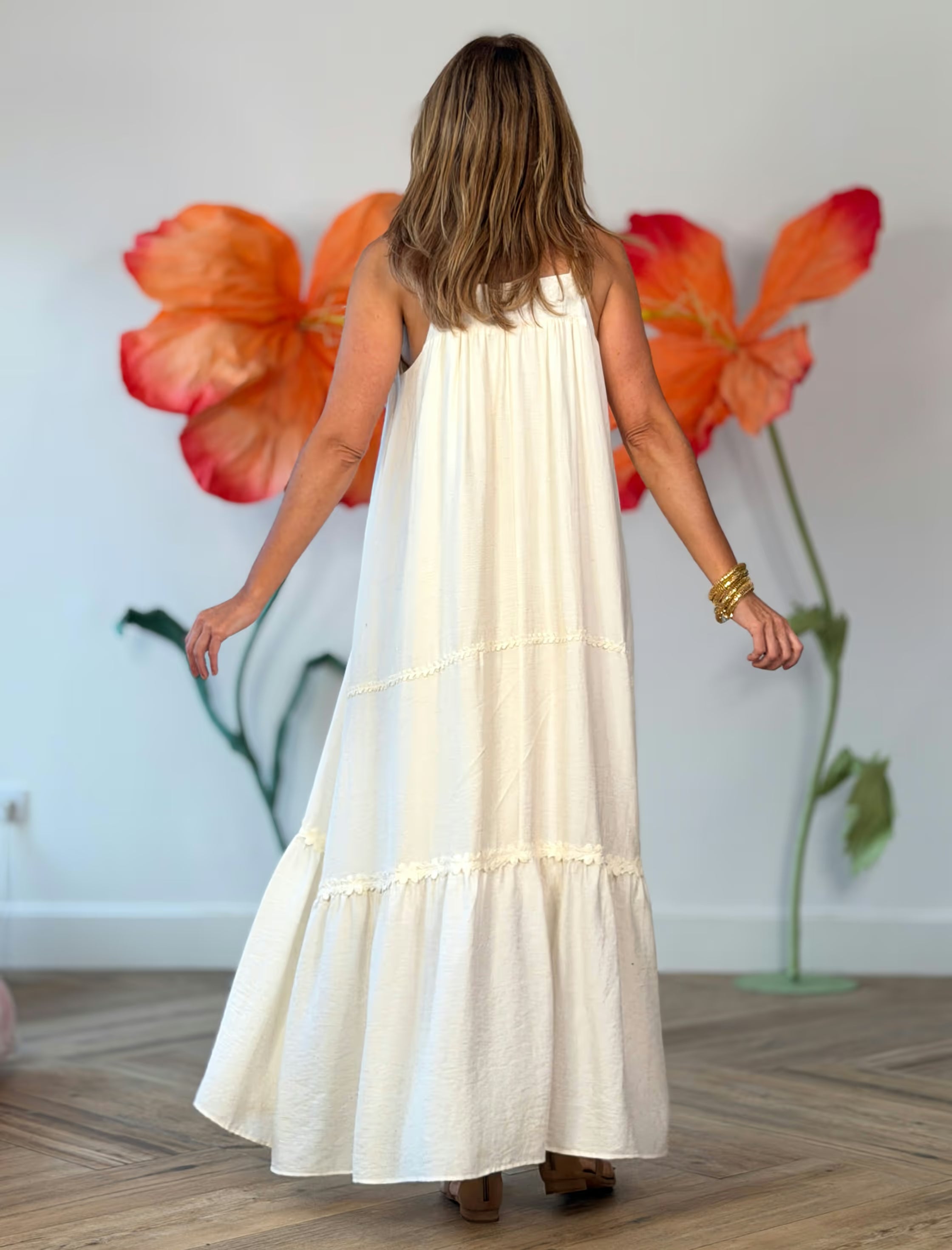 Vestido largo boho beige chic