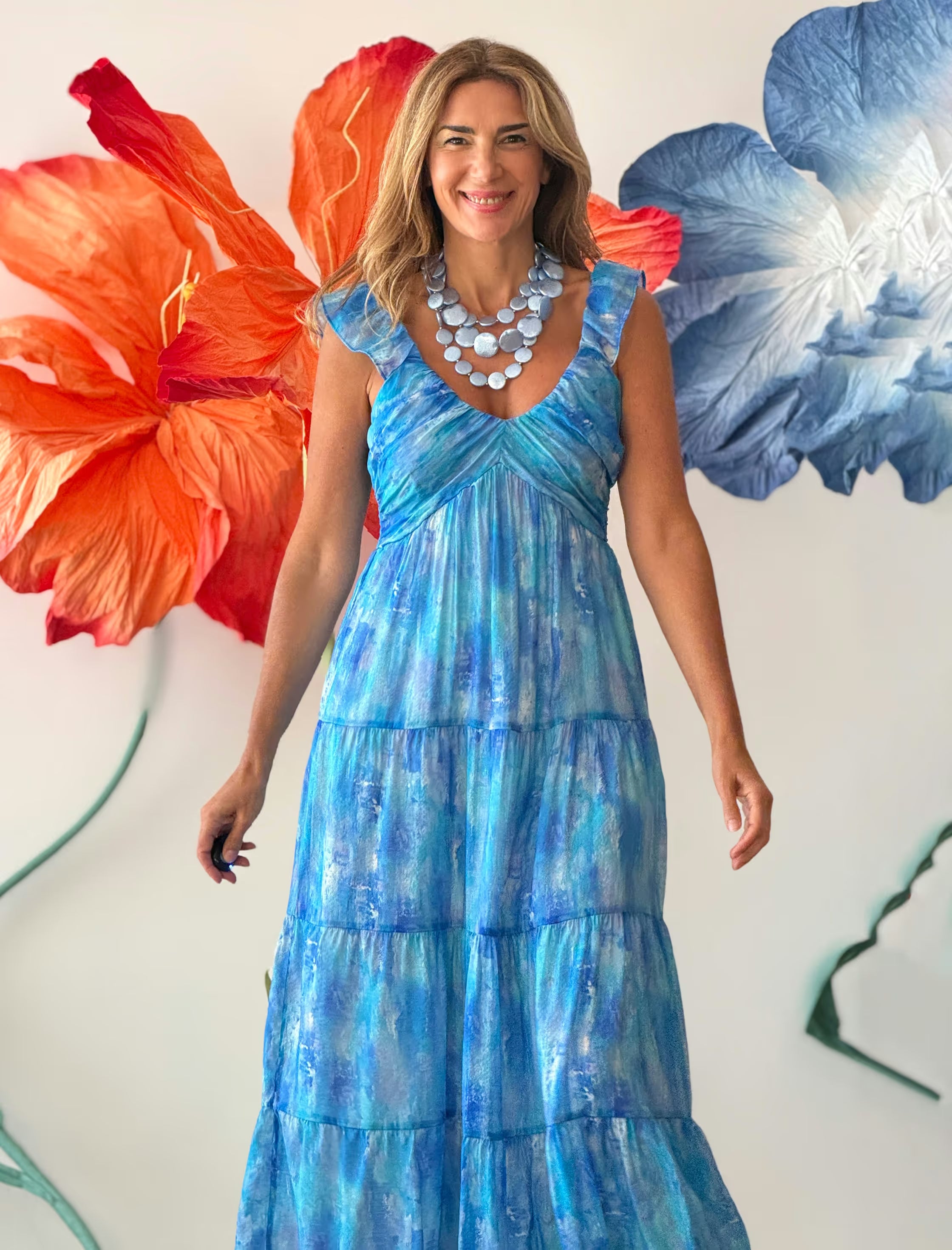 Vestido azul fluido chic