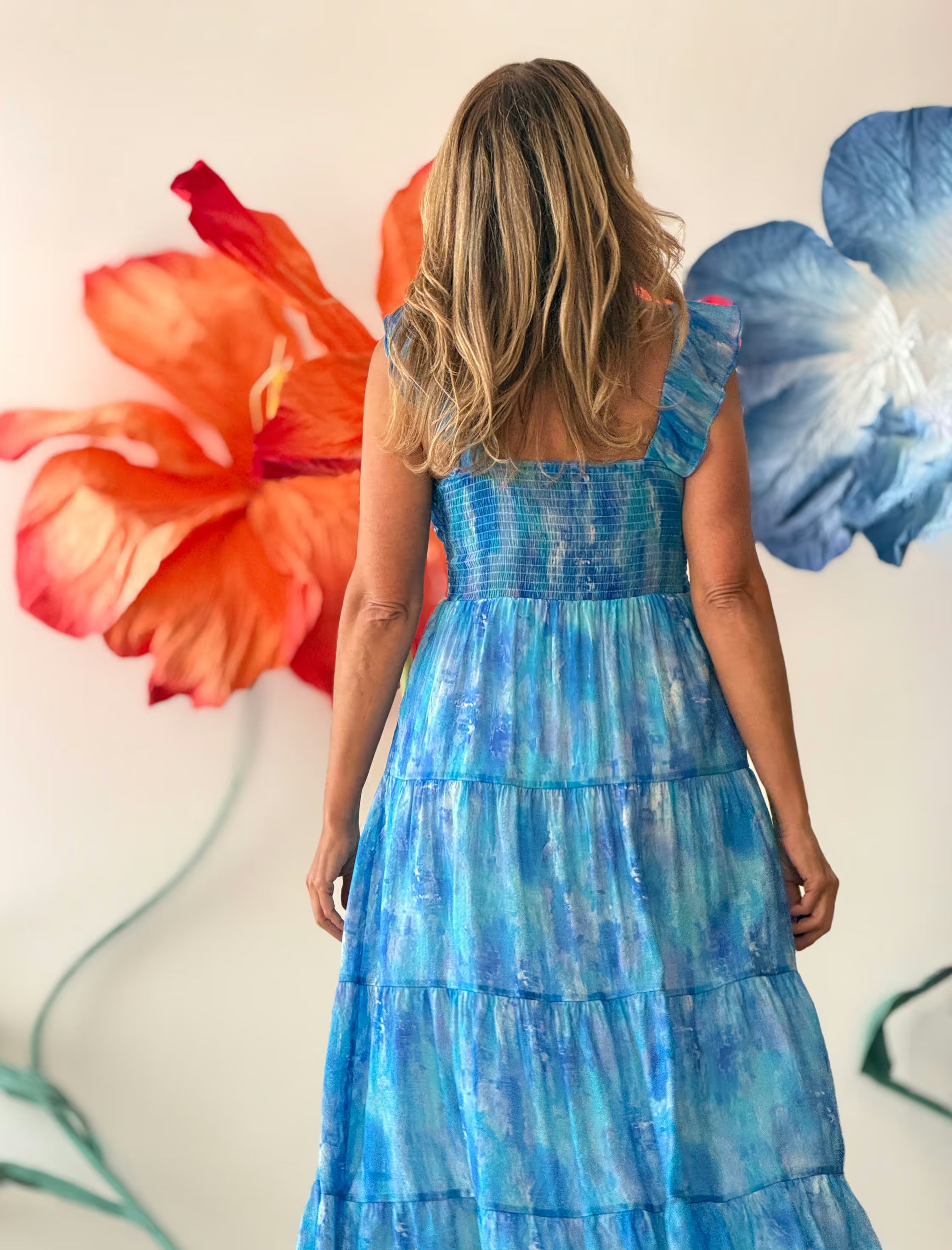 Vestido azul fluido chic