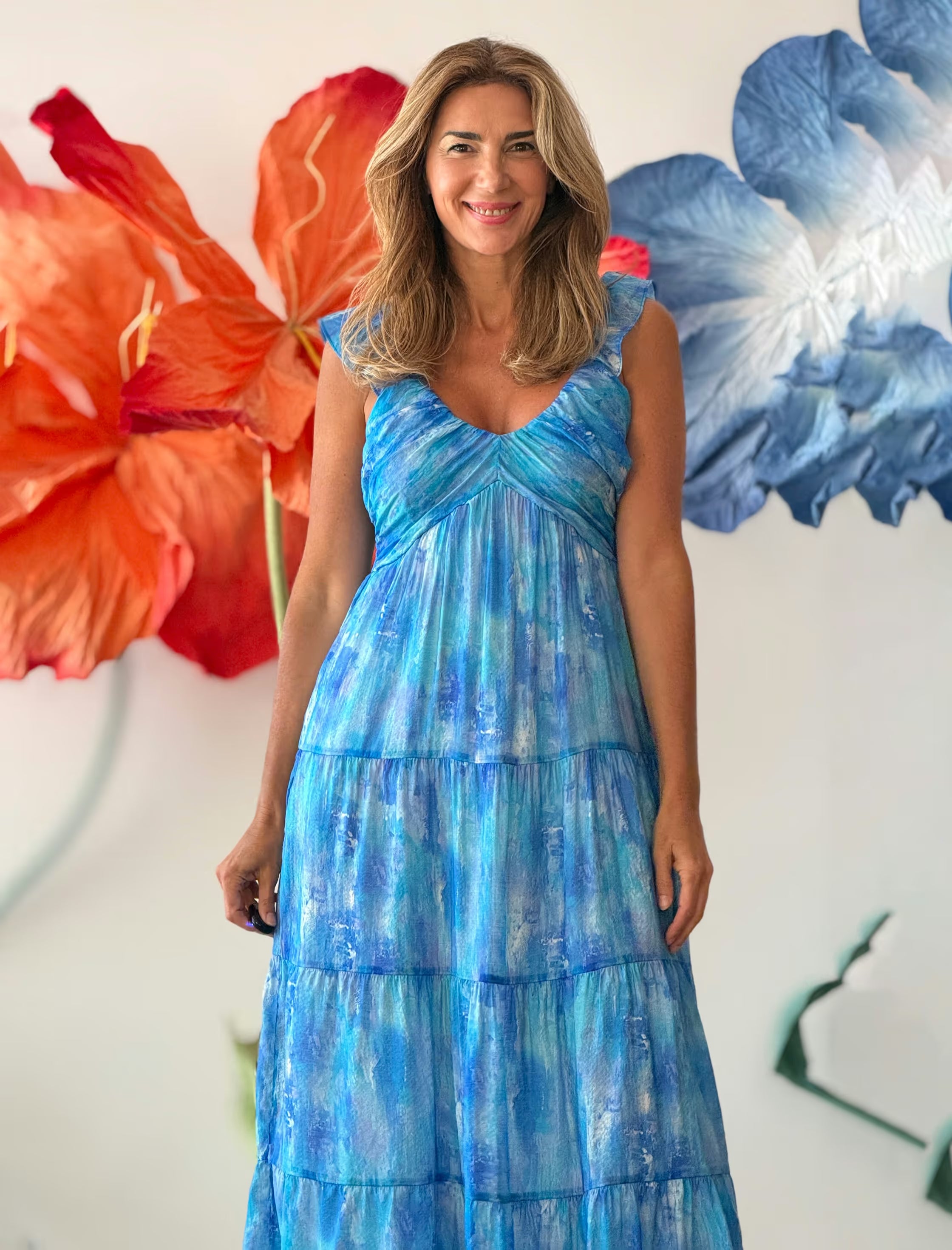Vestido azul fluido chic
