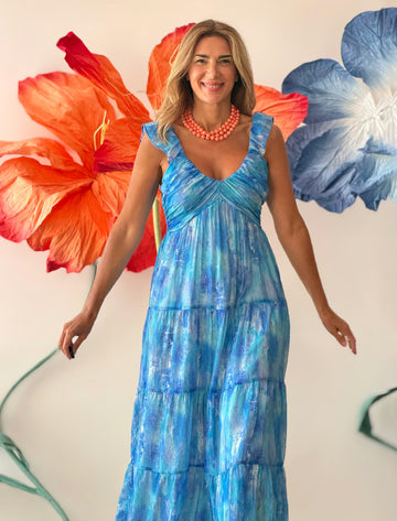 Vestido azul fluido chic
