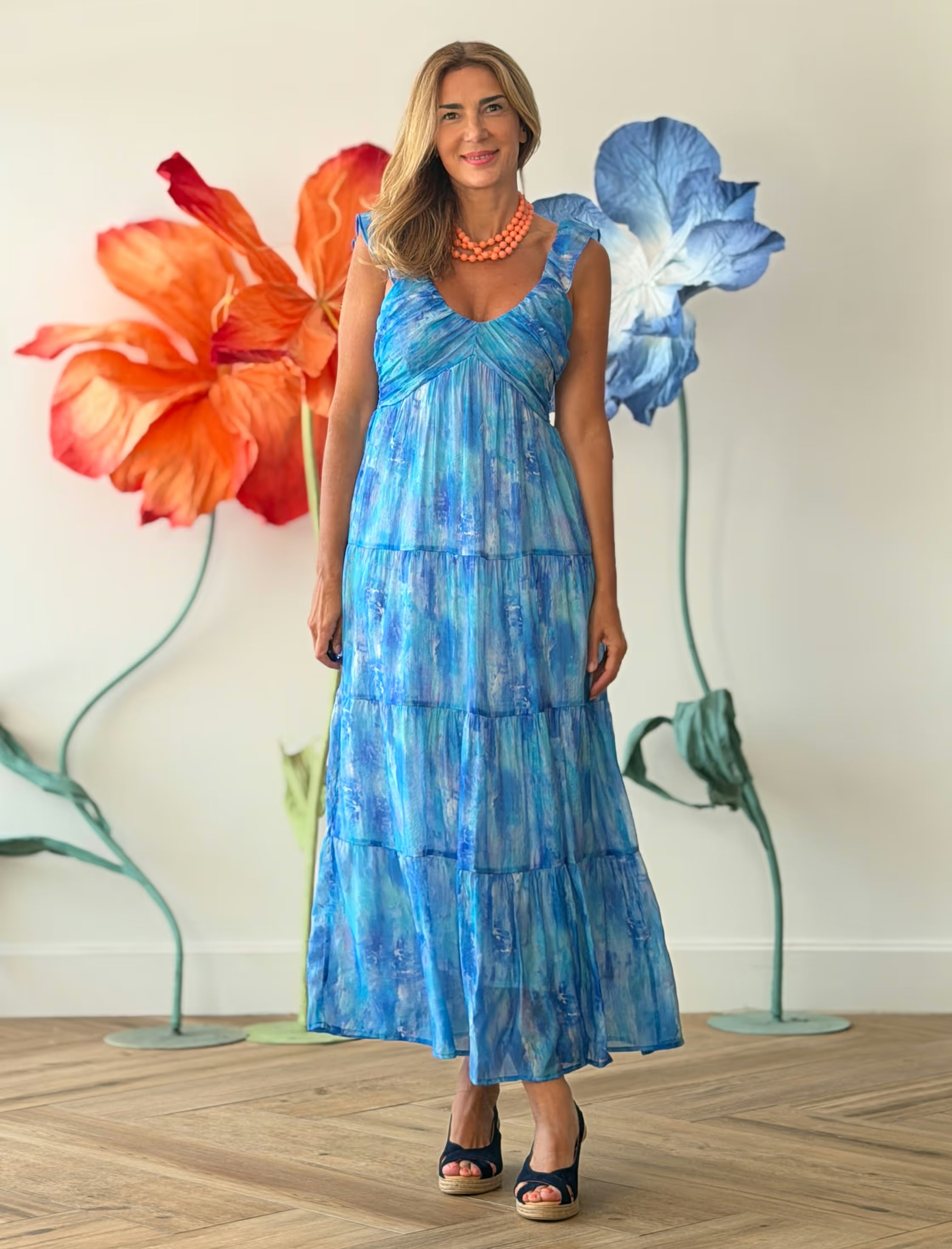 Vestido azul fluido chic