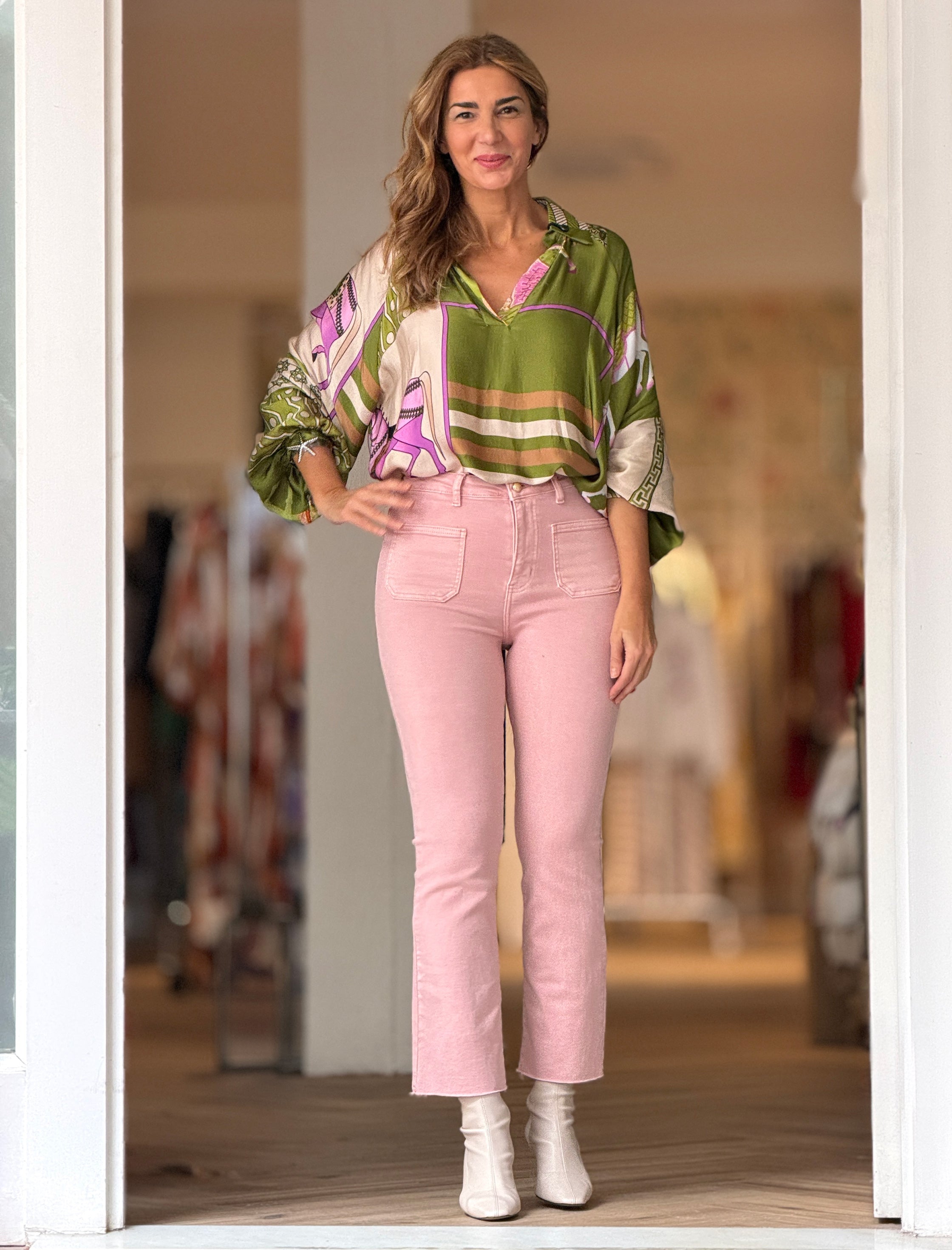 Camisa de seda y viscosa Horses