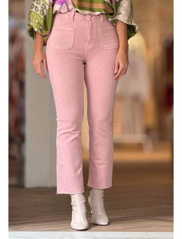 Pantalón vaquero rosa elástico