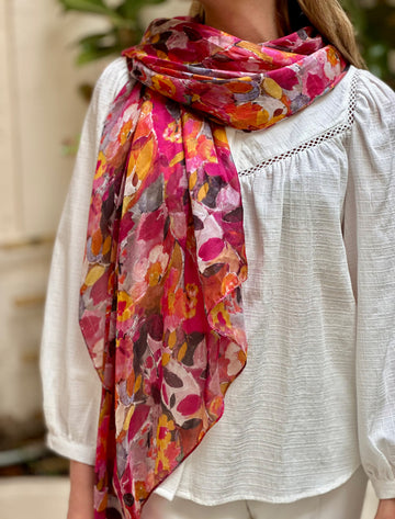 Pañuelo de seda floral