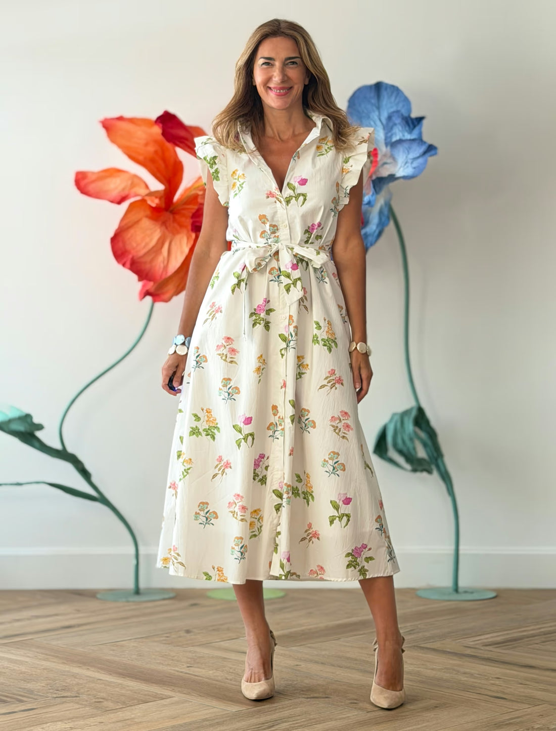 Vestido camisero muy floreal