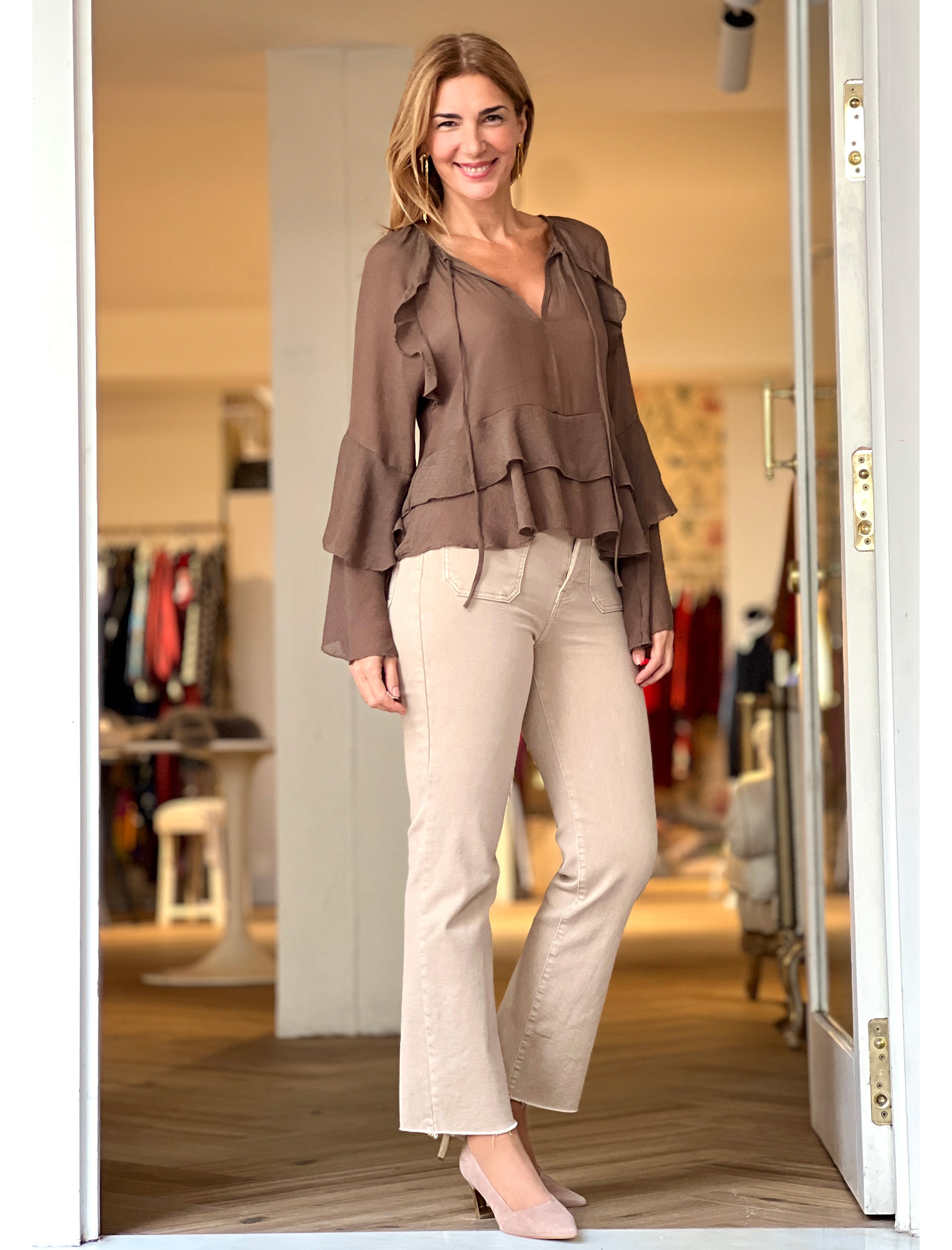 Camisa boho marrón chocolate chic