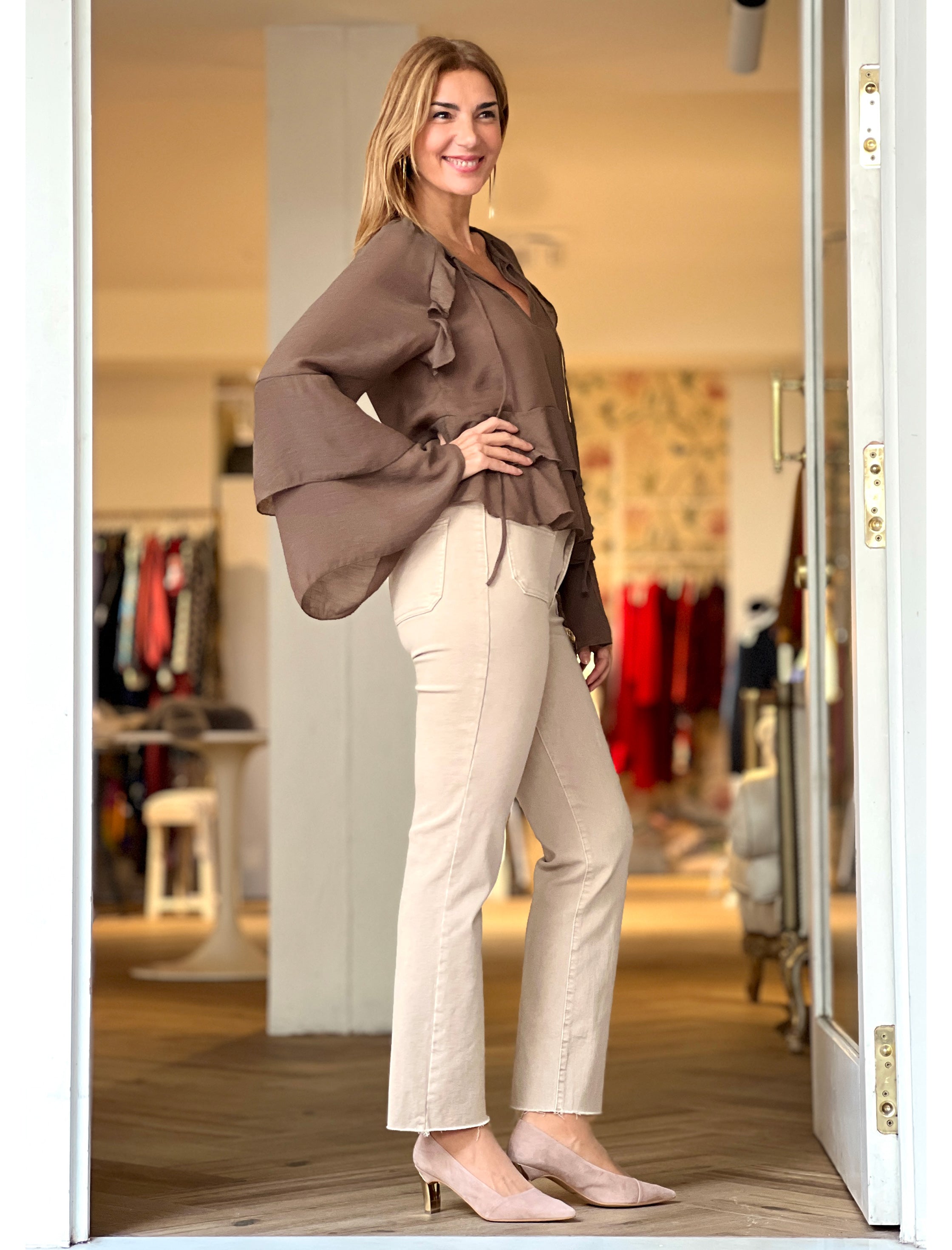 Camisa boho marrón chocolate chic