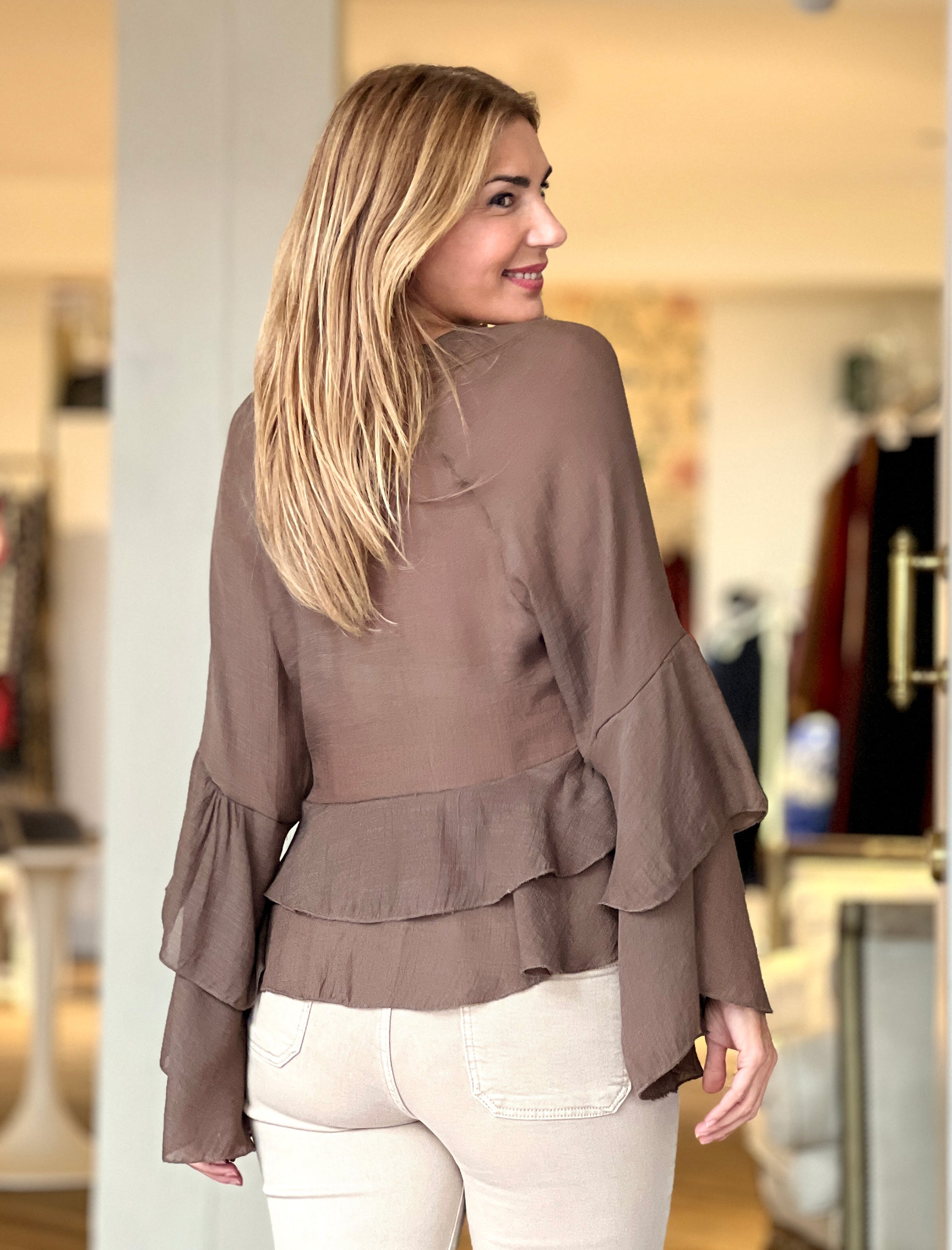 Camisa boho marrón chocolate chic