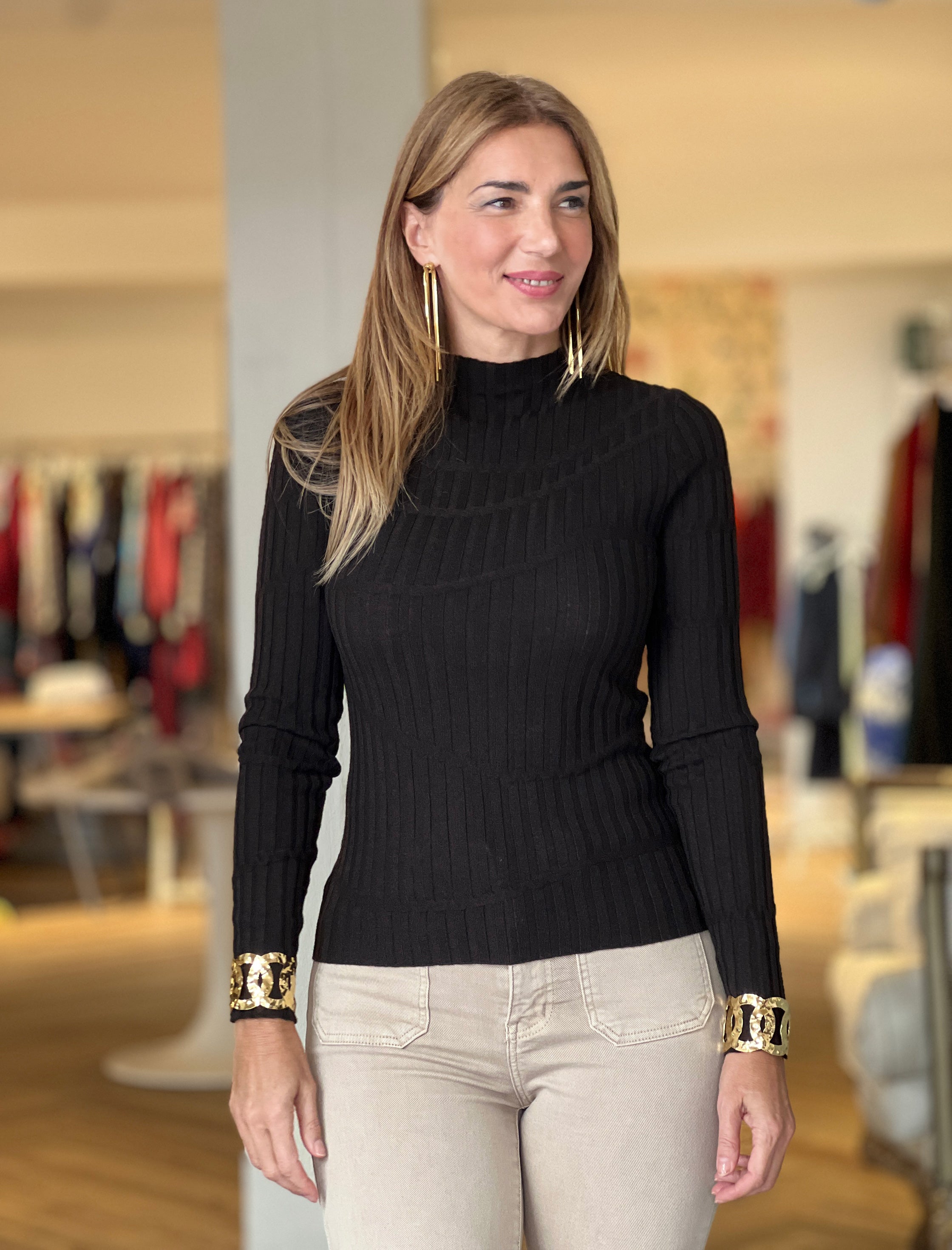 Jersey marrón de canalé suave