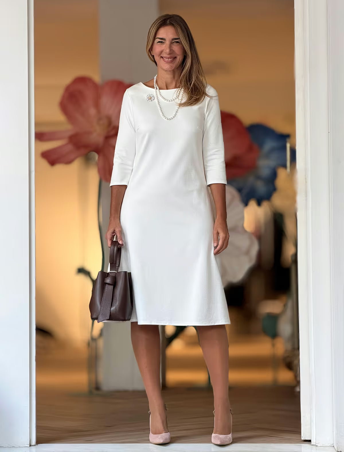 Vestido blanco midi chic Jackie