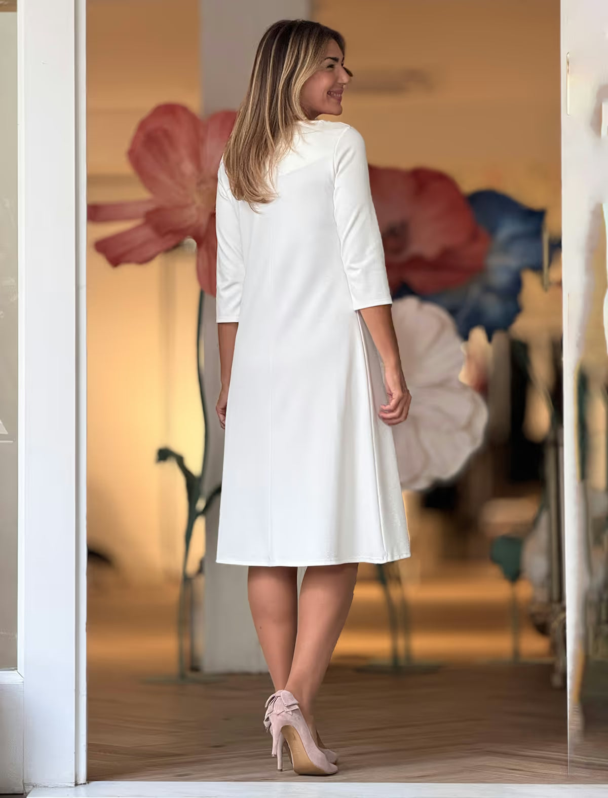 Vestido blanco midi chic Jackie