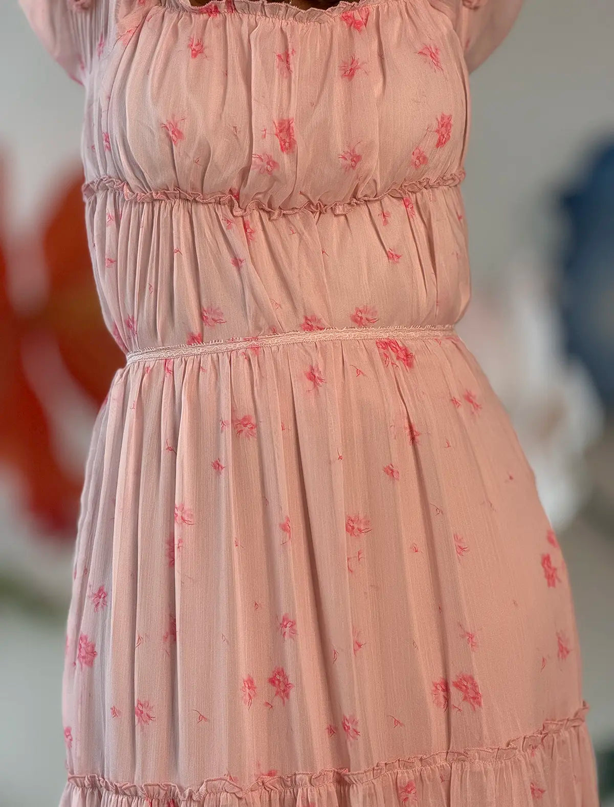 Falda larga boho romantic rosa