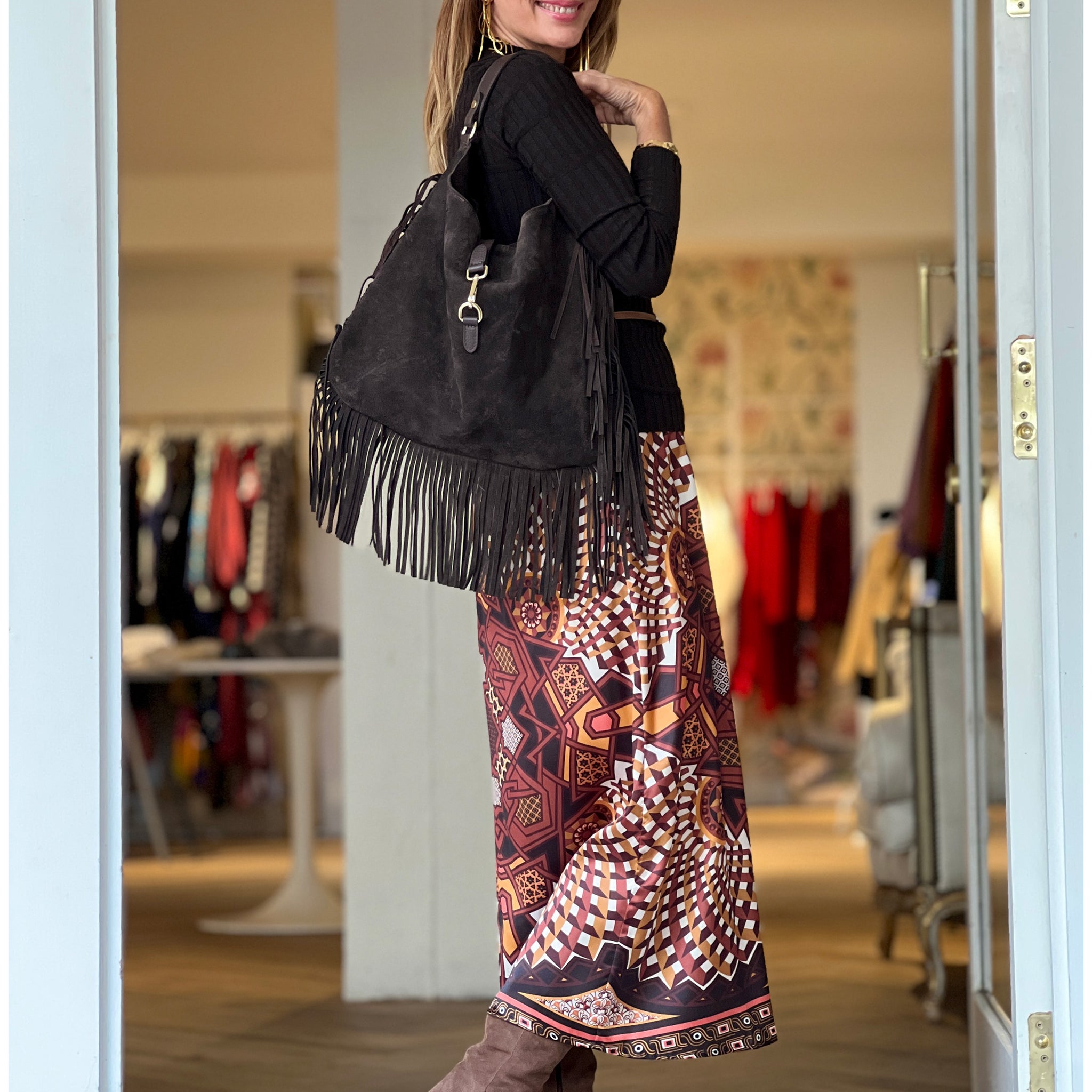 Bolso de flecos boho Chocolate