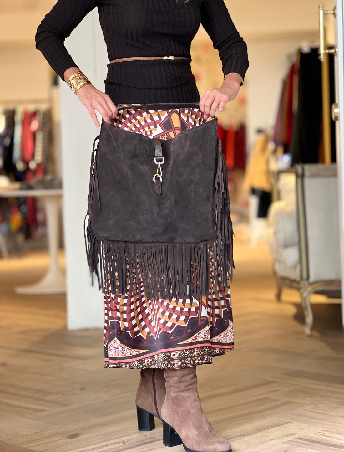 Bolso de flecos boho Chocolate